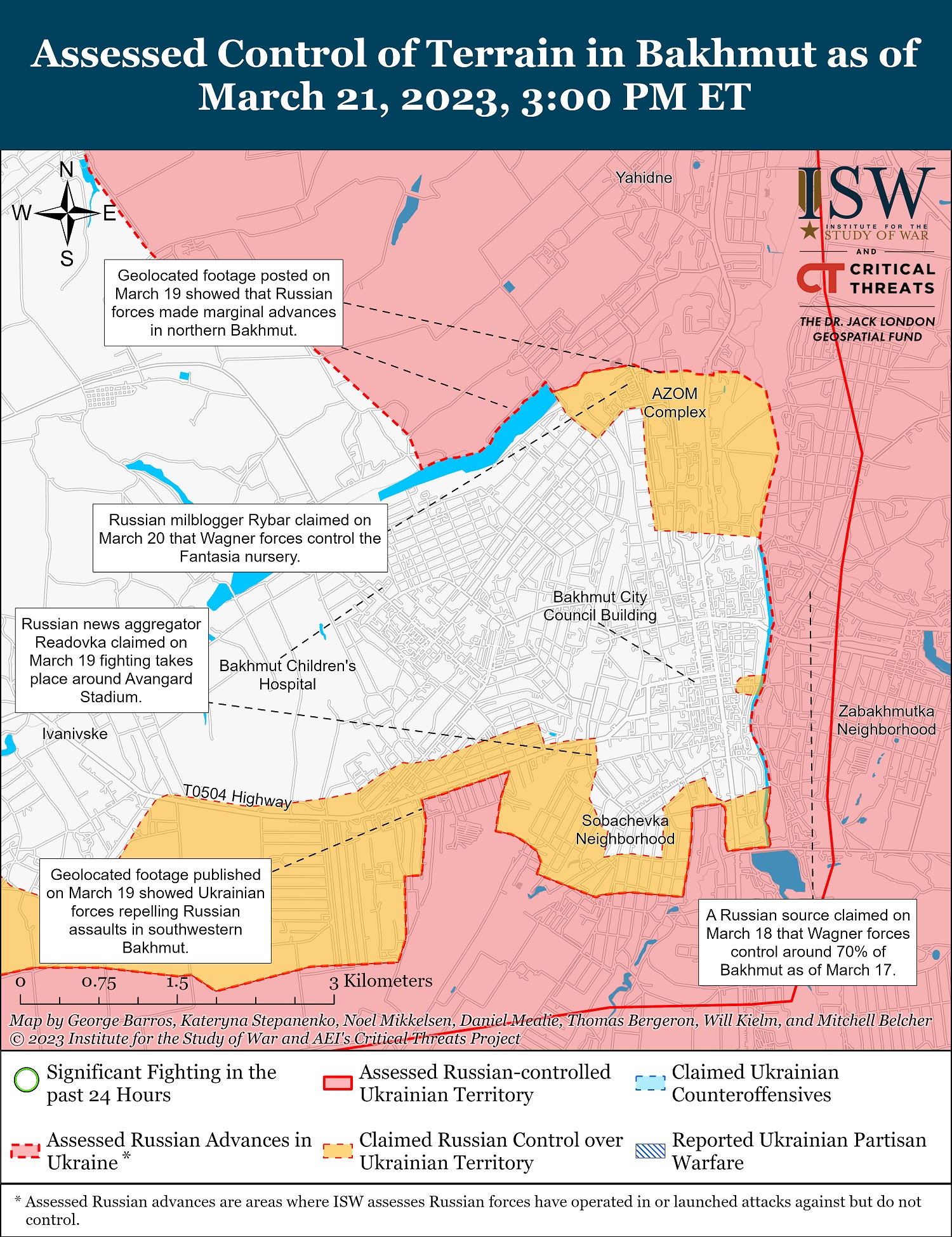 Карта боевых действий в Украине 22 марта.