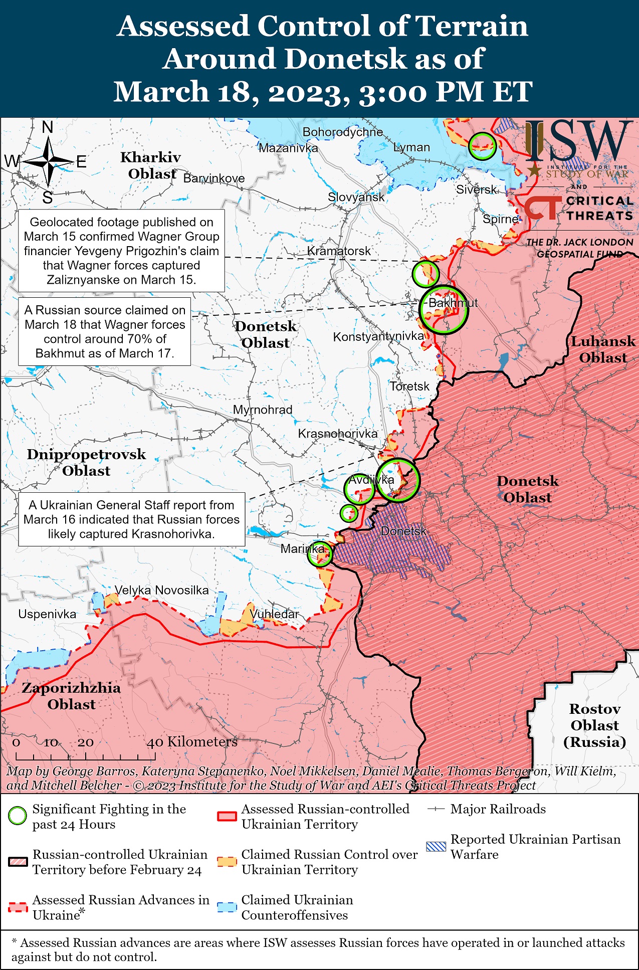 Карта військових дій в Україні на 19 березня.