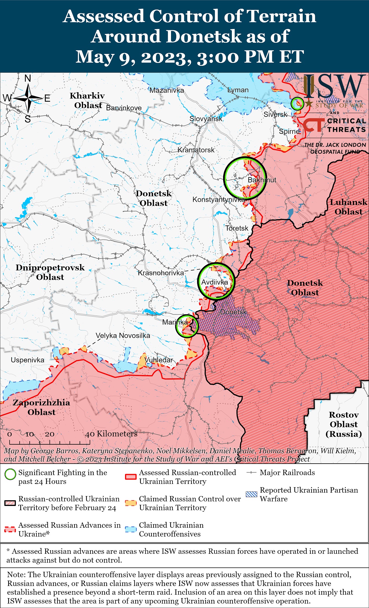 Карта боевых действий в Украине 10 мая.