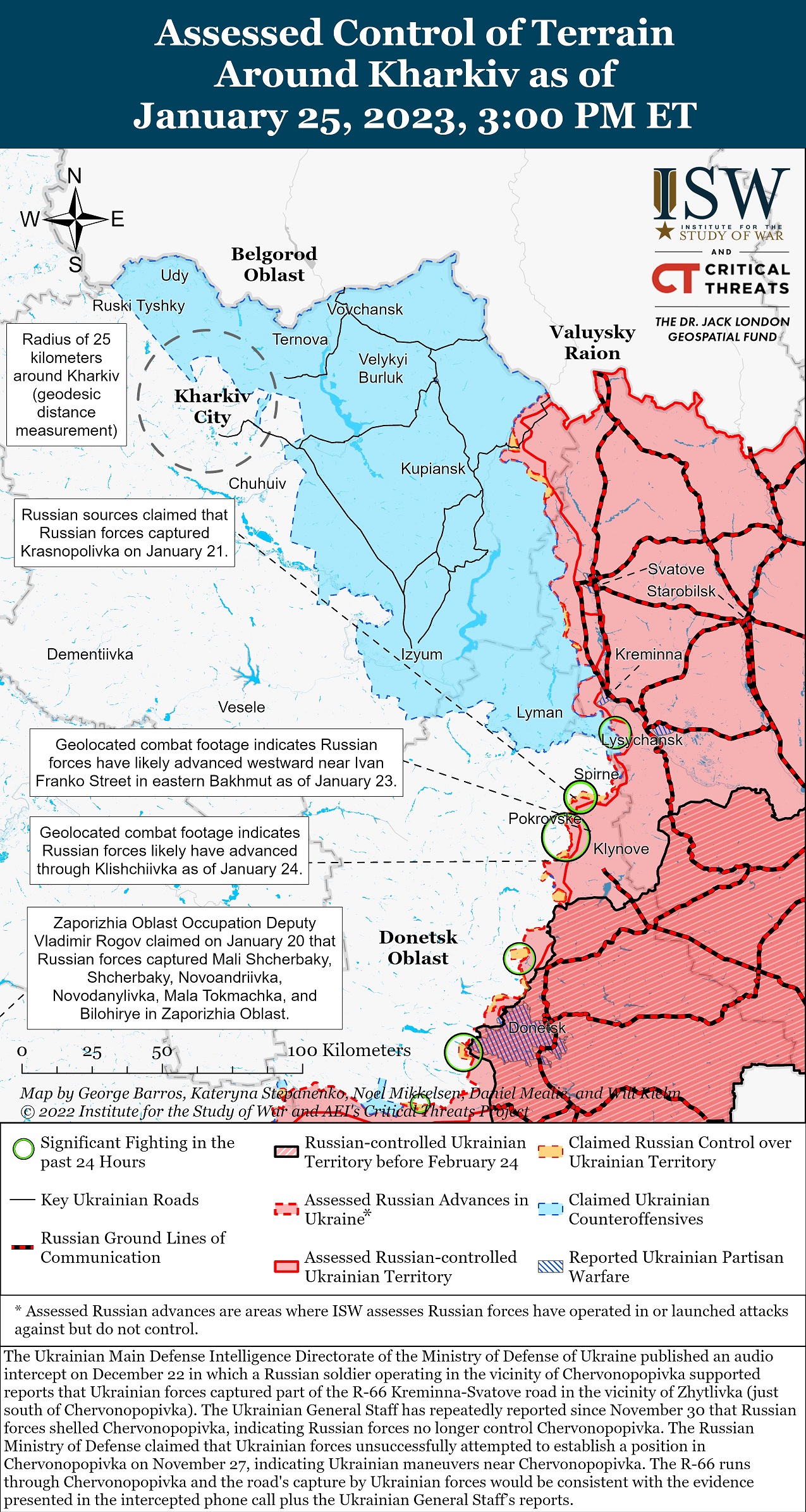 Мапа бойових дій в Україні 25 січня фото: understandingwar.org