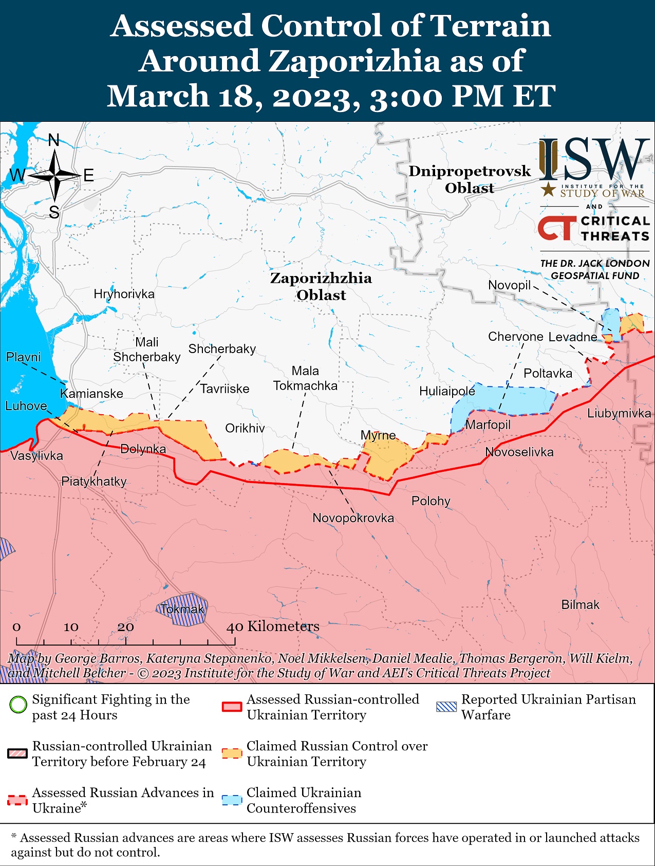 Карта військових дій в Україні на 19 березня.
