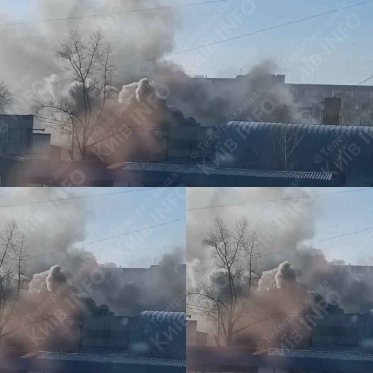 Пожар в Киеве на проспекте Степана Бандеры.