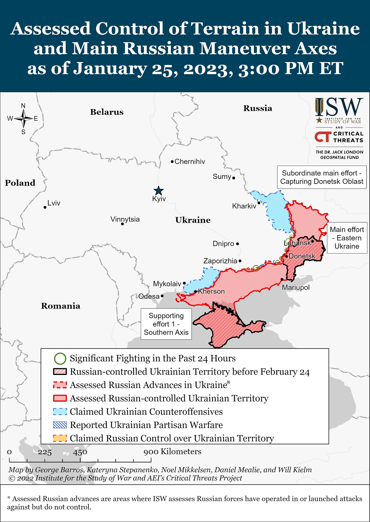 Мапа бойових дій в Україні 25 січня фото: understandingwar.org 