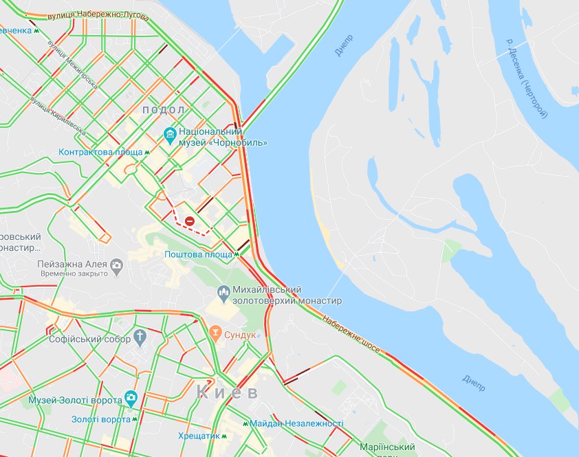 Смотри по картам: где утром в Киеве образовались пробки фото 2 1
