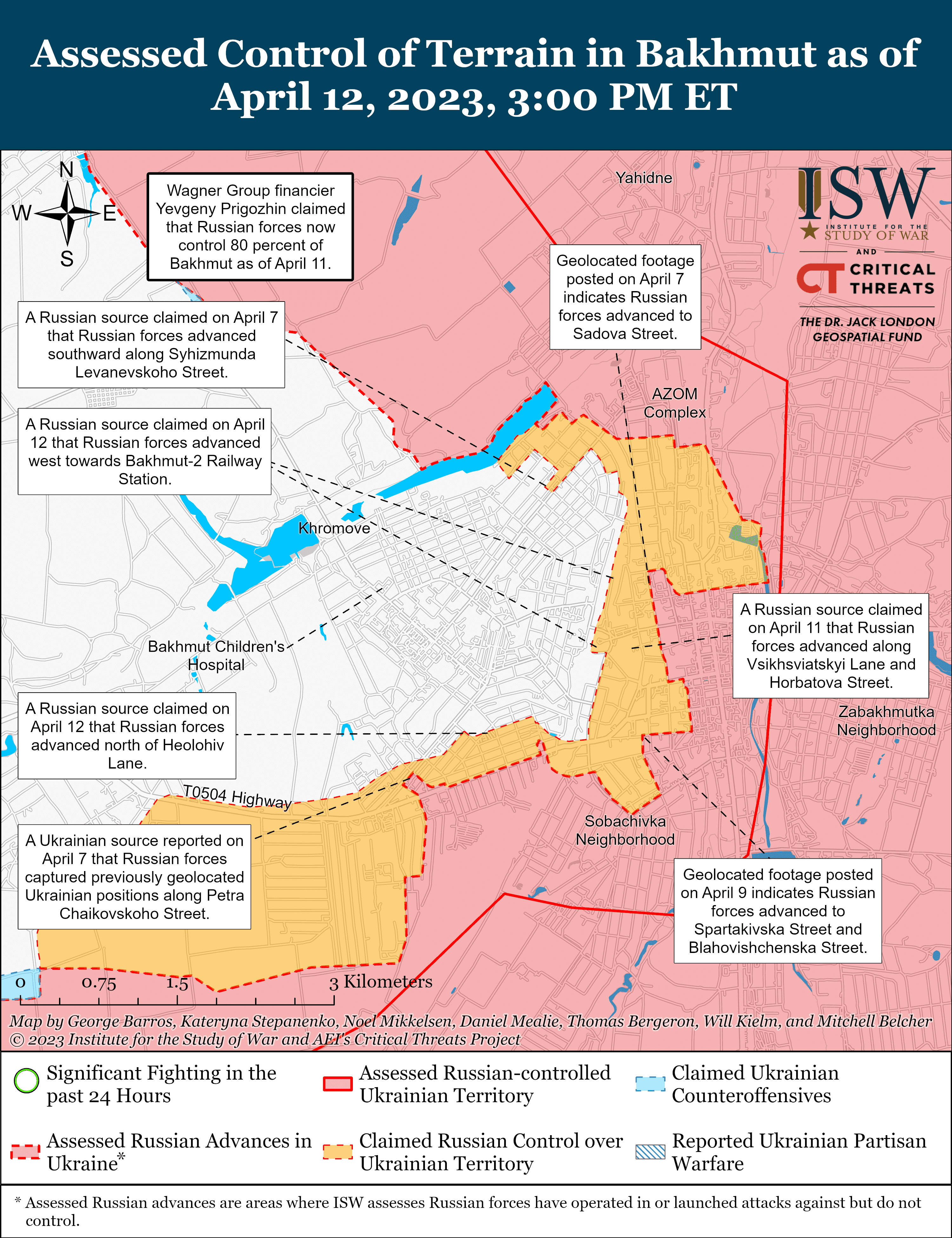 Карта боевых действий в Украине 13 апреля.