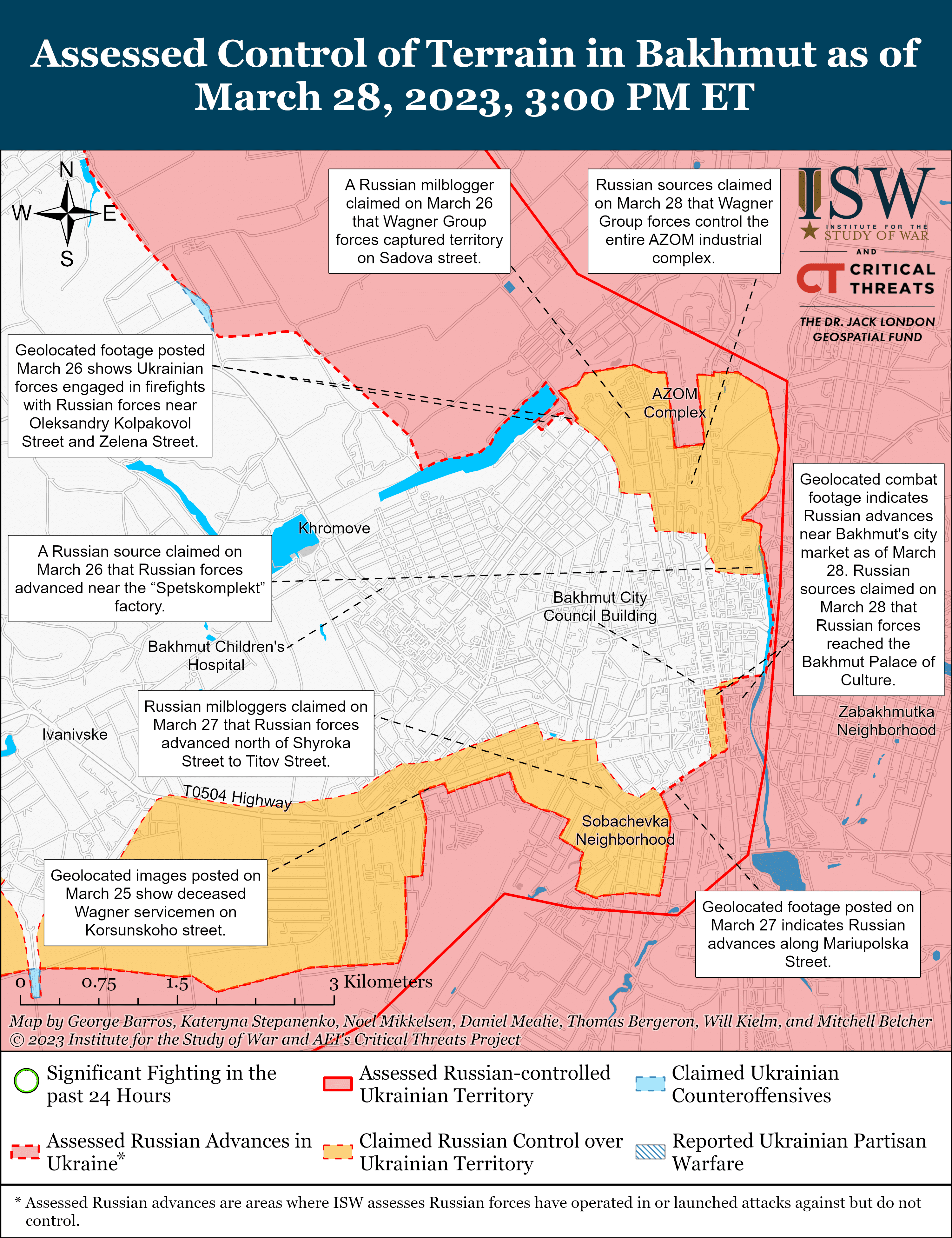 Карта боевых действий в Украине 29 марта. || Фото: ISW