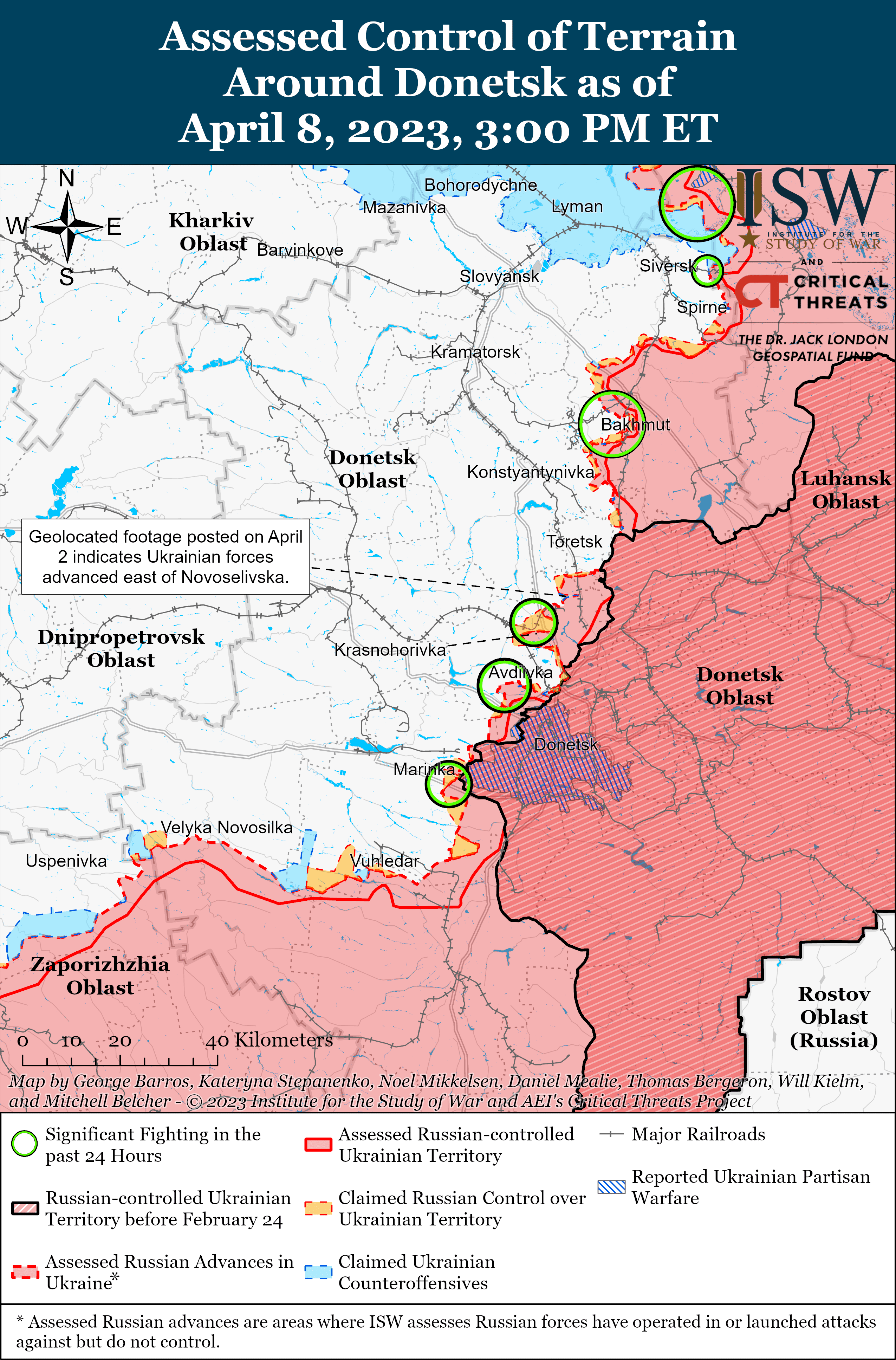 Мапа бойових дій в Україні 9 квітня. || Фото: ISW