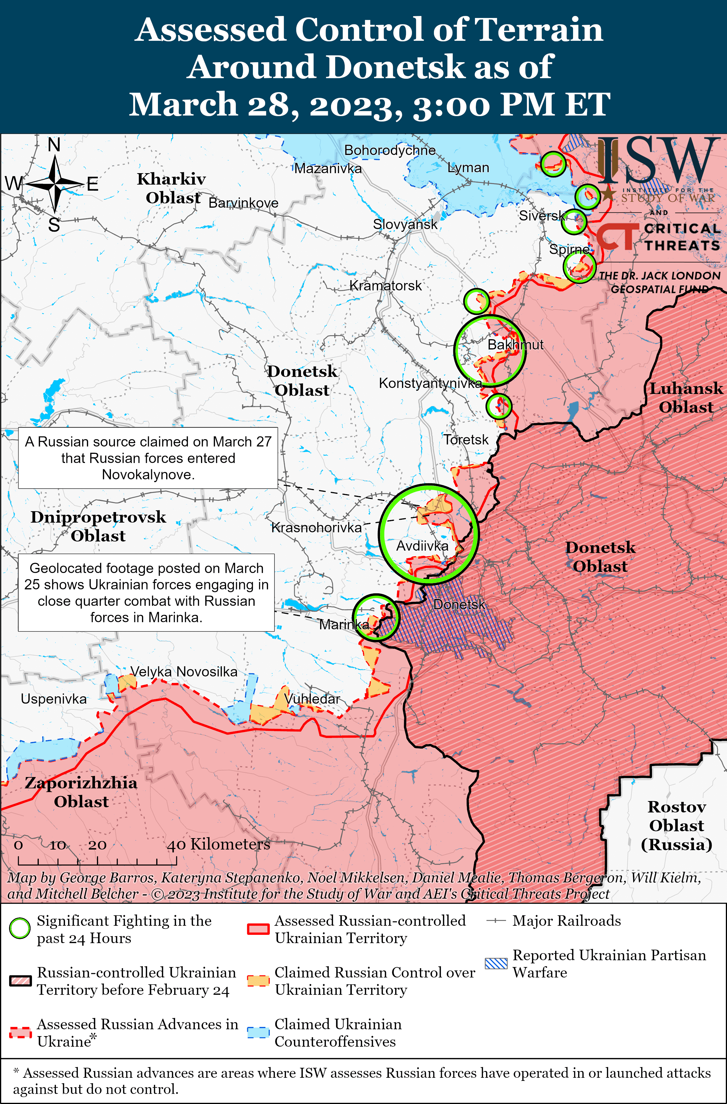 Мапа бойових дій в Україні 29 березня. || Фото: ISW