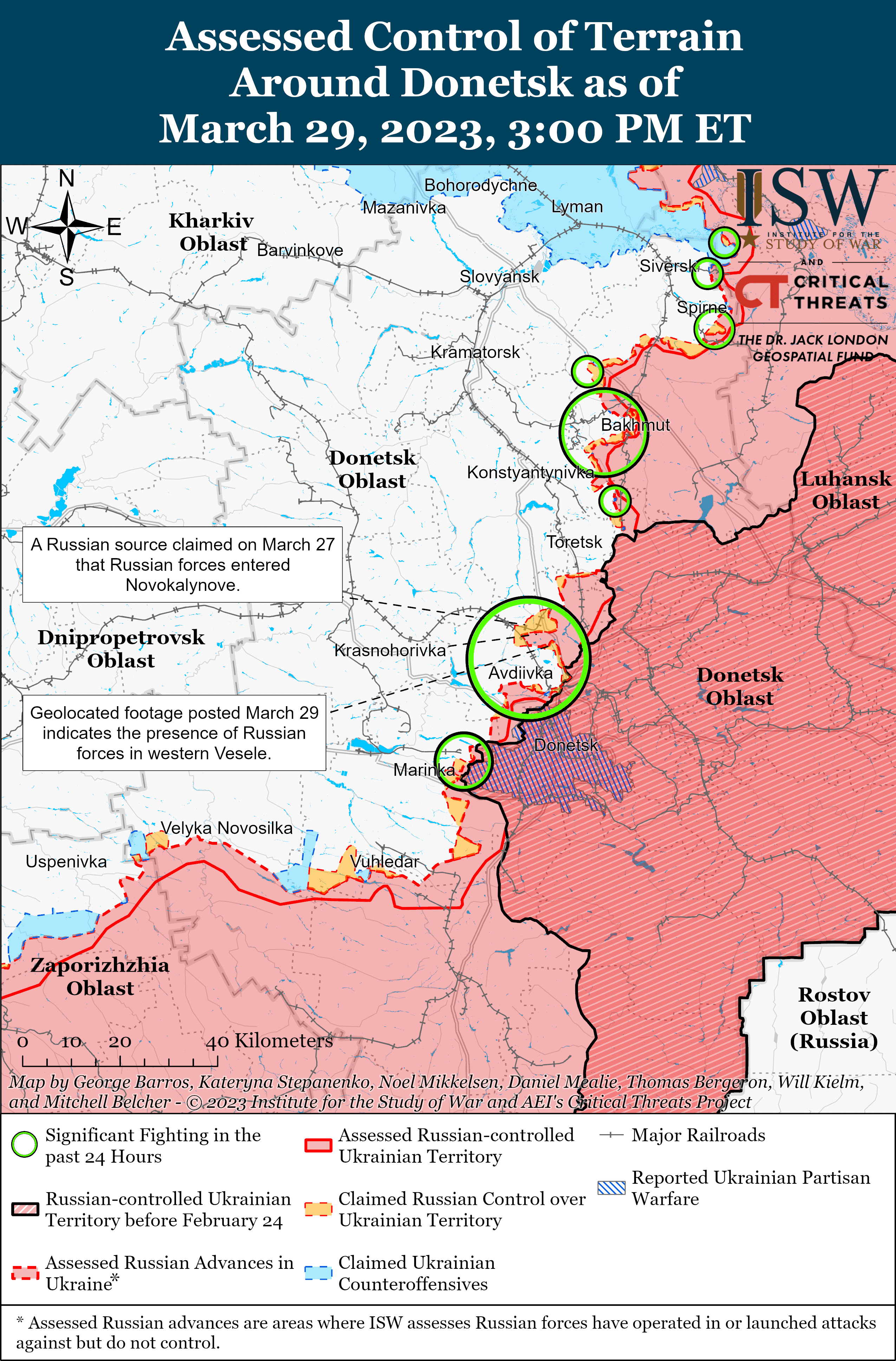 Мапа бойових дій в Україні 30 березня. || Фото: ISW