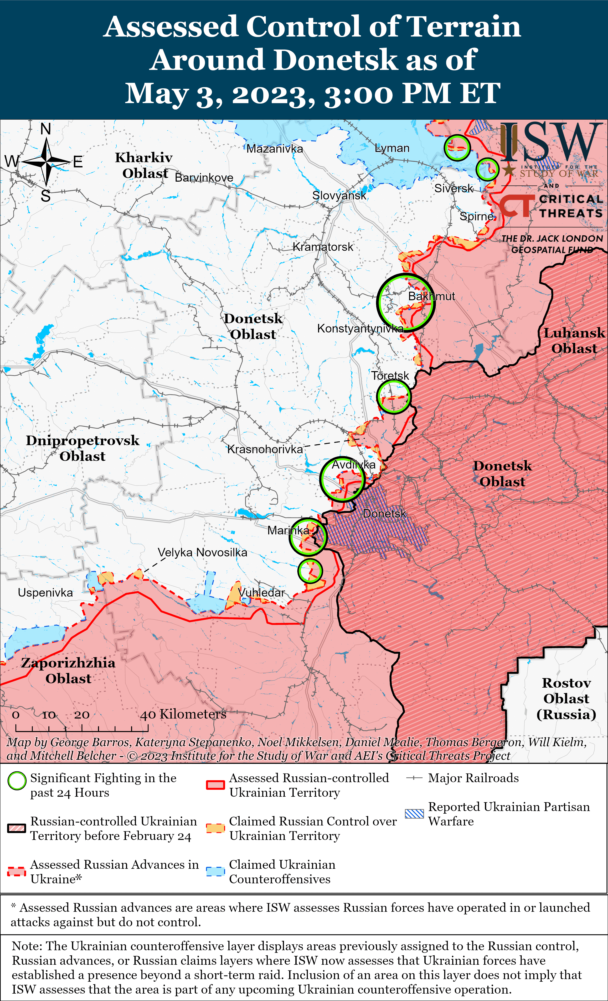 Карта боевых действий в Украине 4 мая. || Фото: ISW