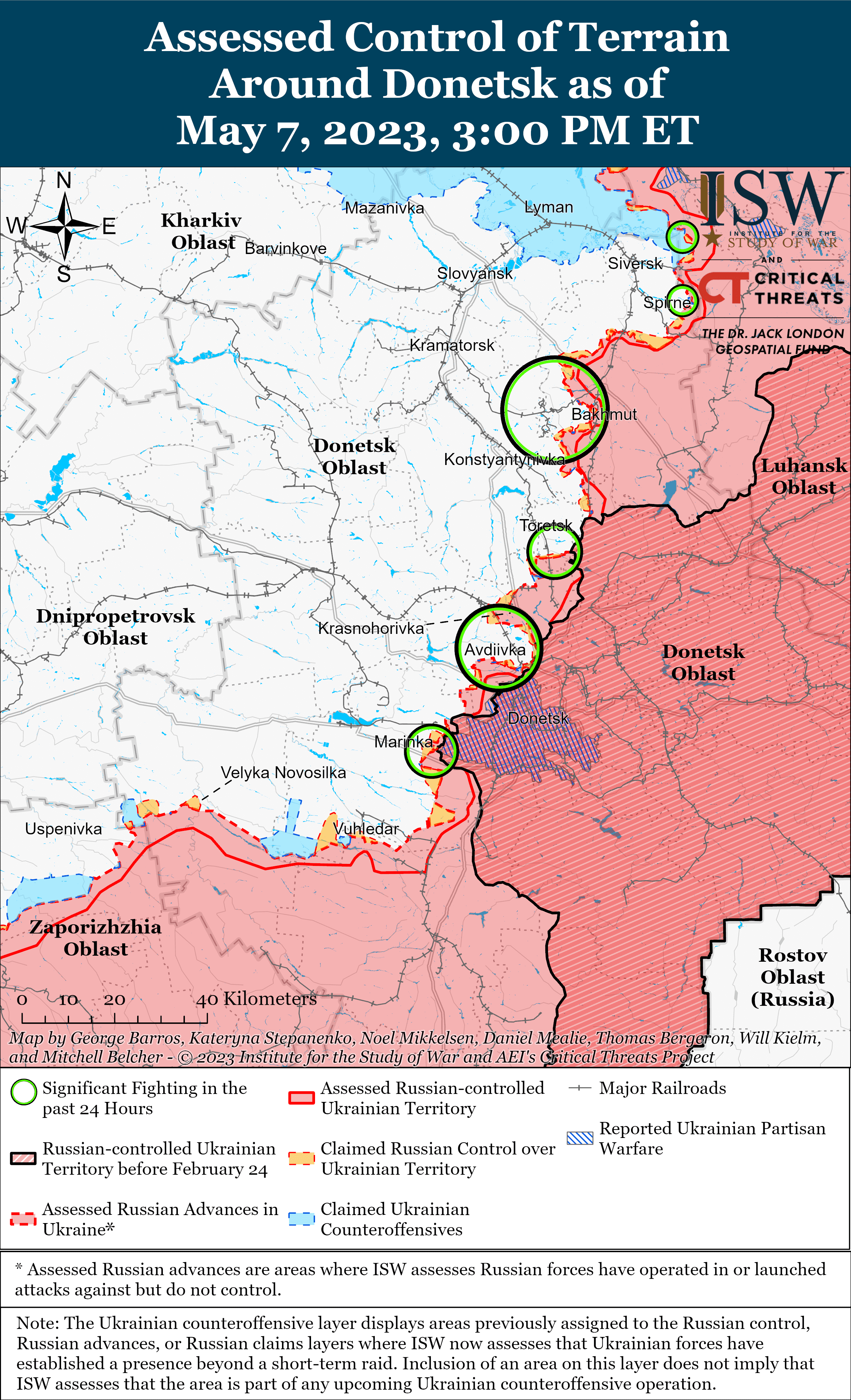 Карта боевых действий в Украине 8 мая. || Фото: ISW