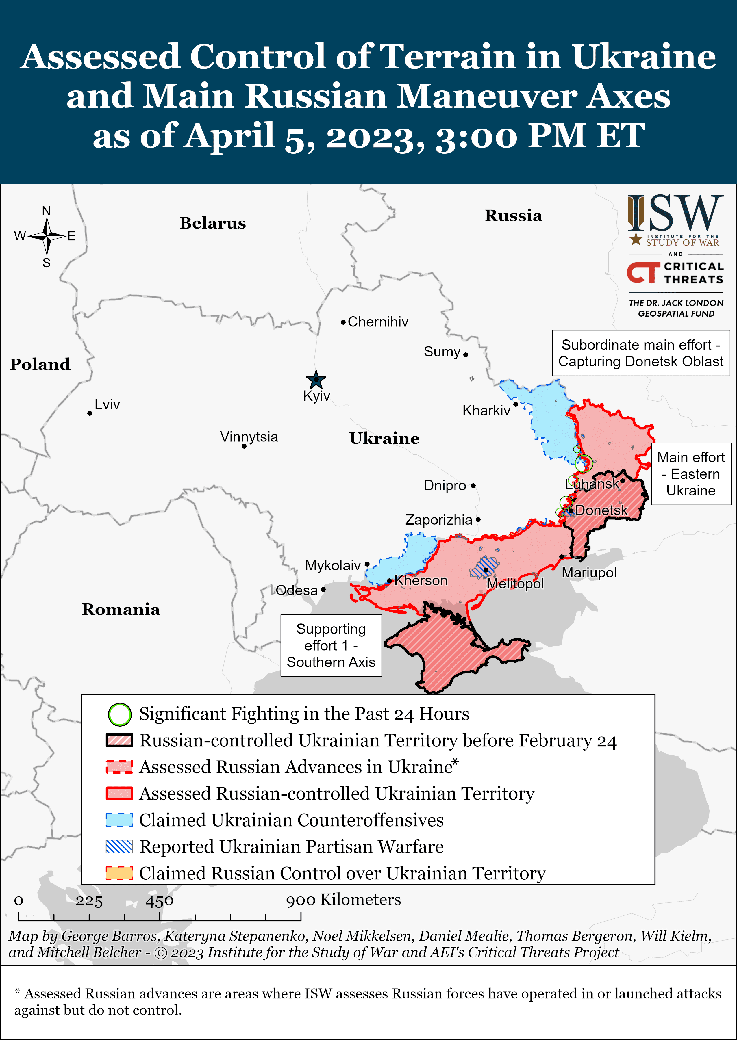 Карта боевых действий в Украине 6 апреля. || Фото: ISW