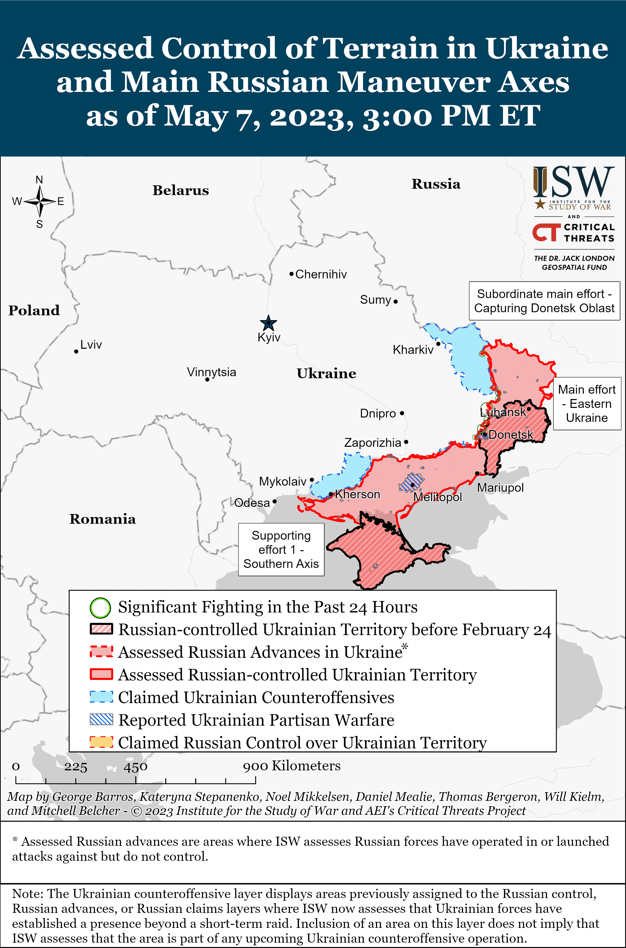 Мапа бойових дій в Україні 8 травня. || Фото: ISW