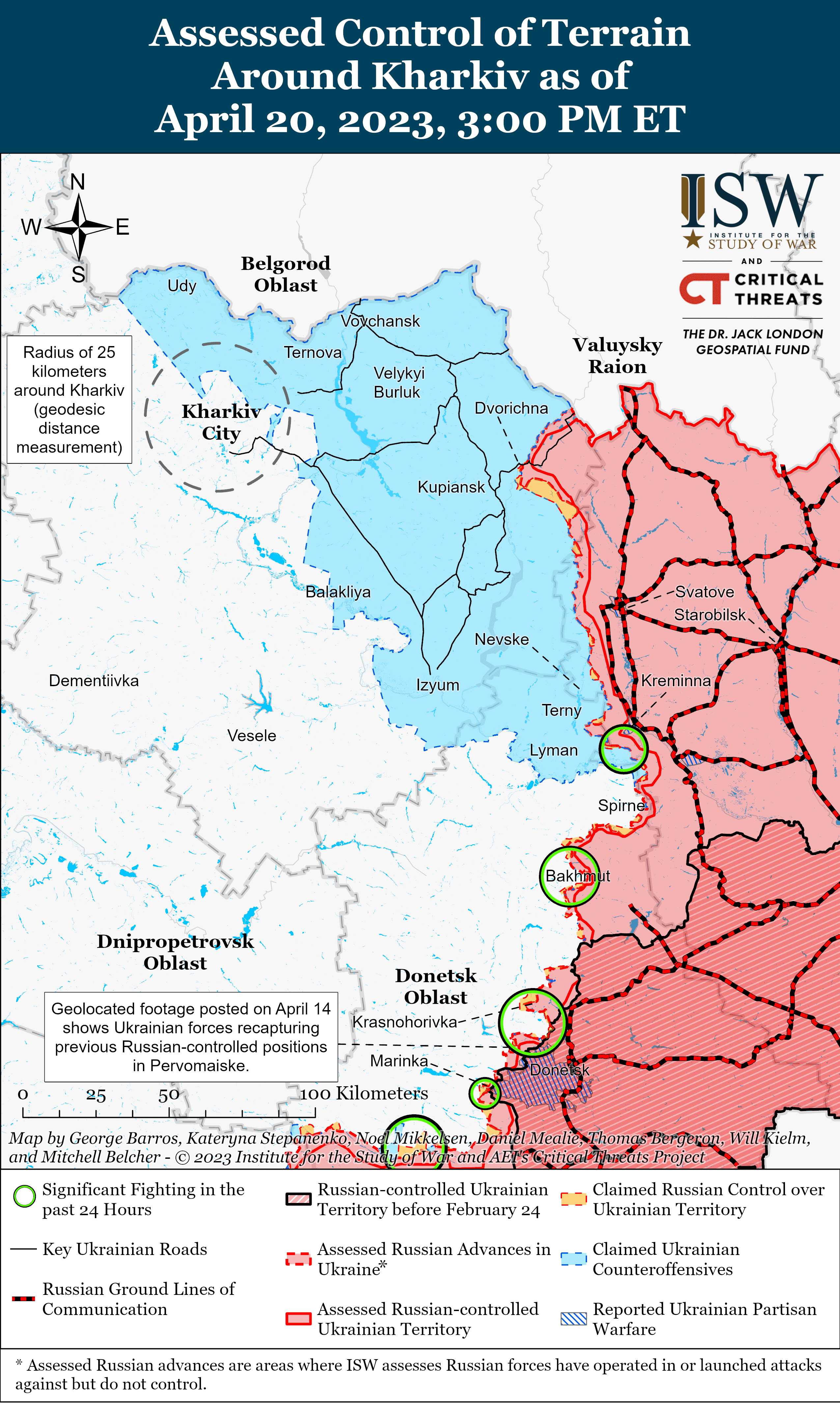 Карта боевых действий в Украине 21 апреля 2023 года. || Фото: ISW