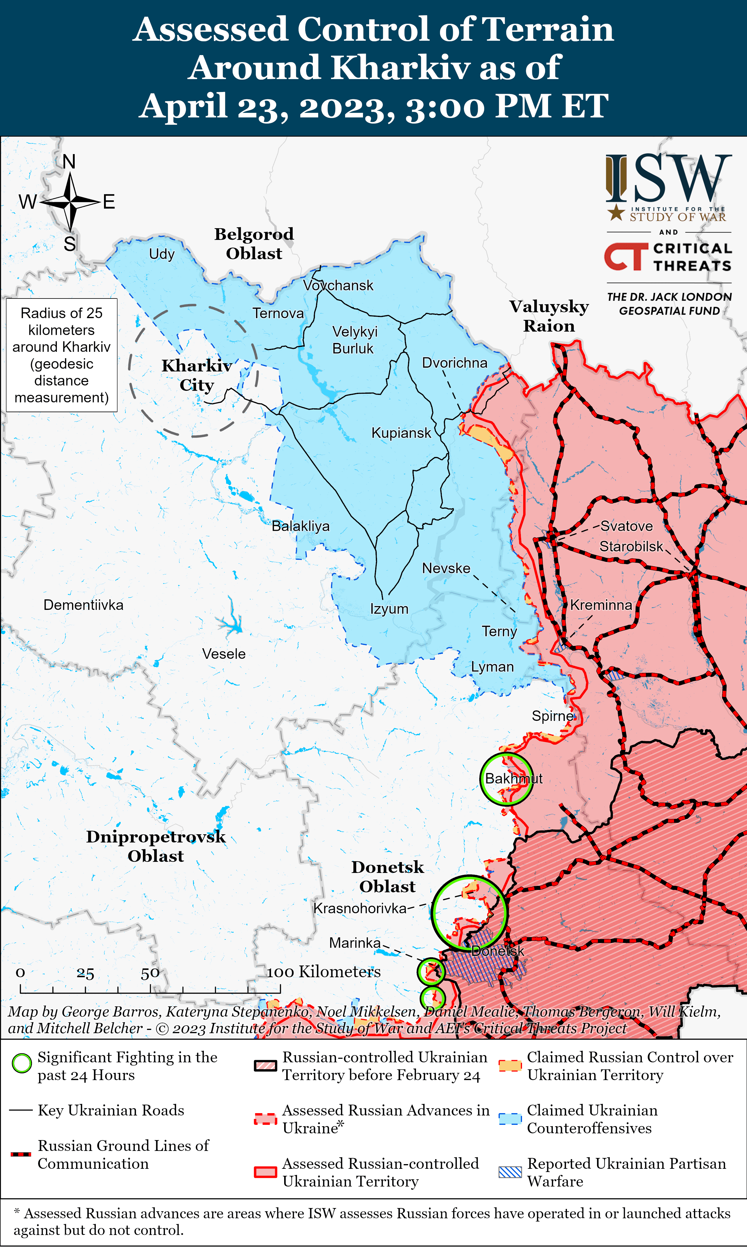 Карта боевых действий в Украине 24 апреля. || Фото: ISW
