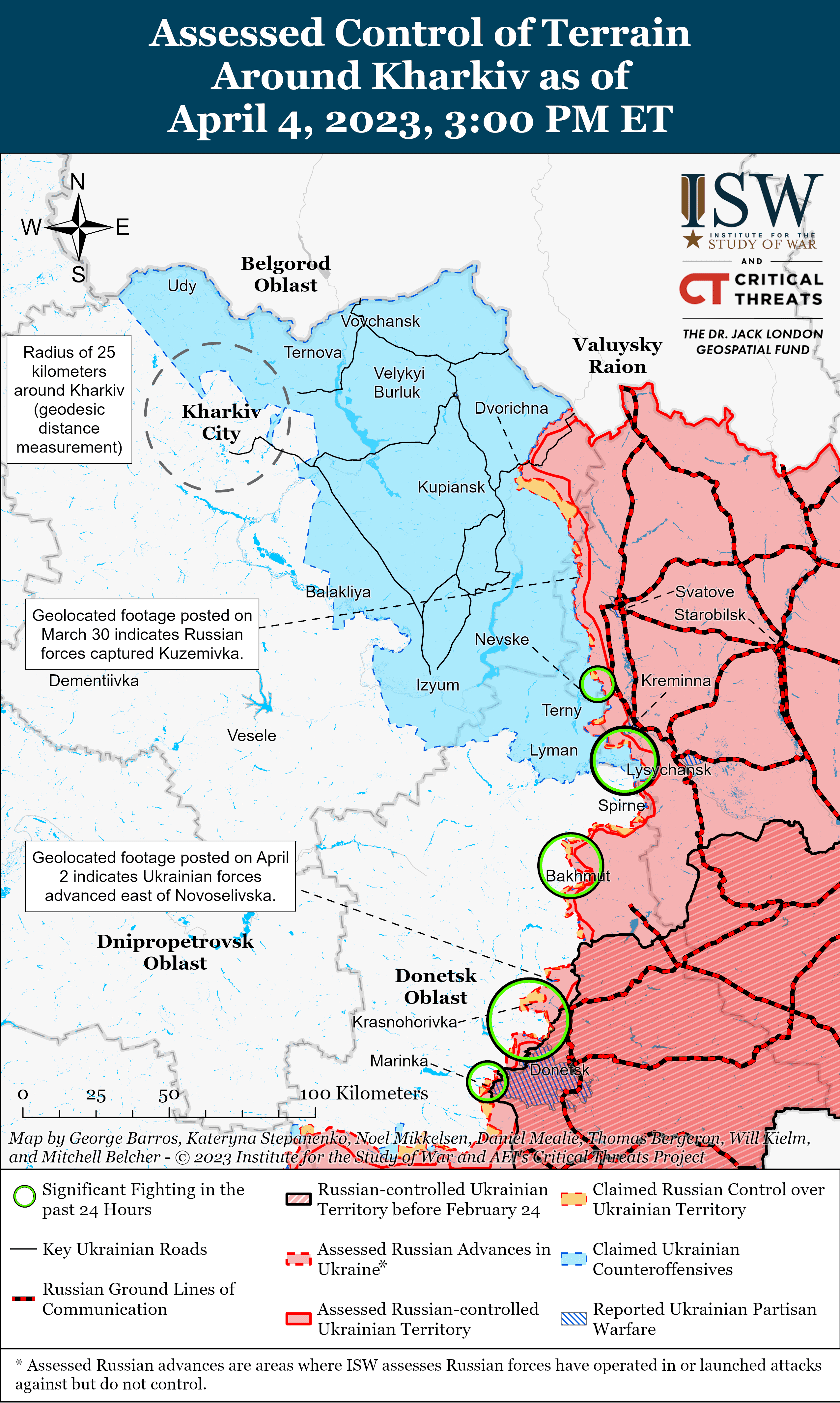 Карта боевых действий в Украине 5 апреля. || Фото: ISW
