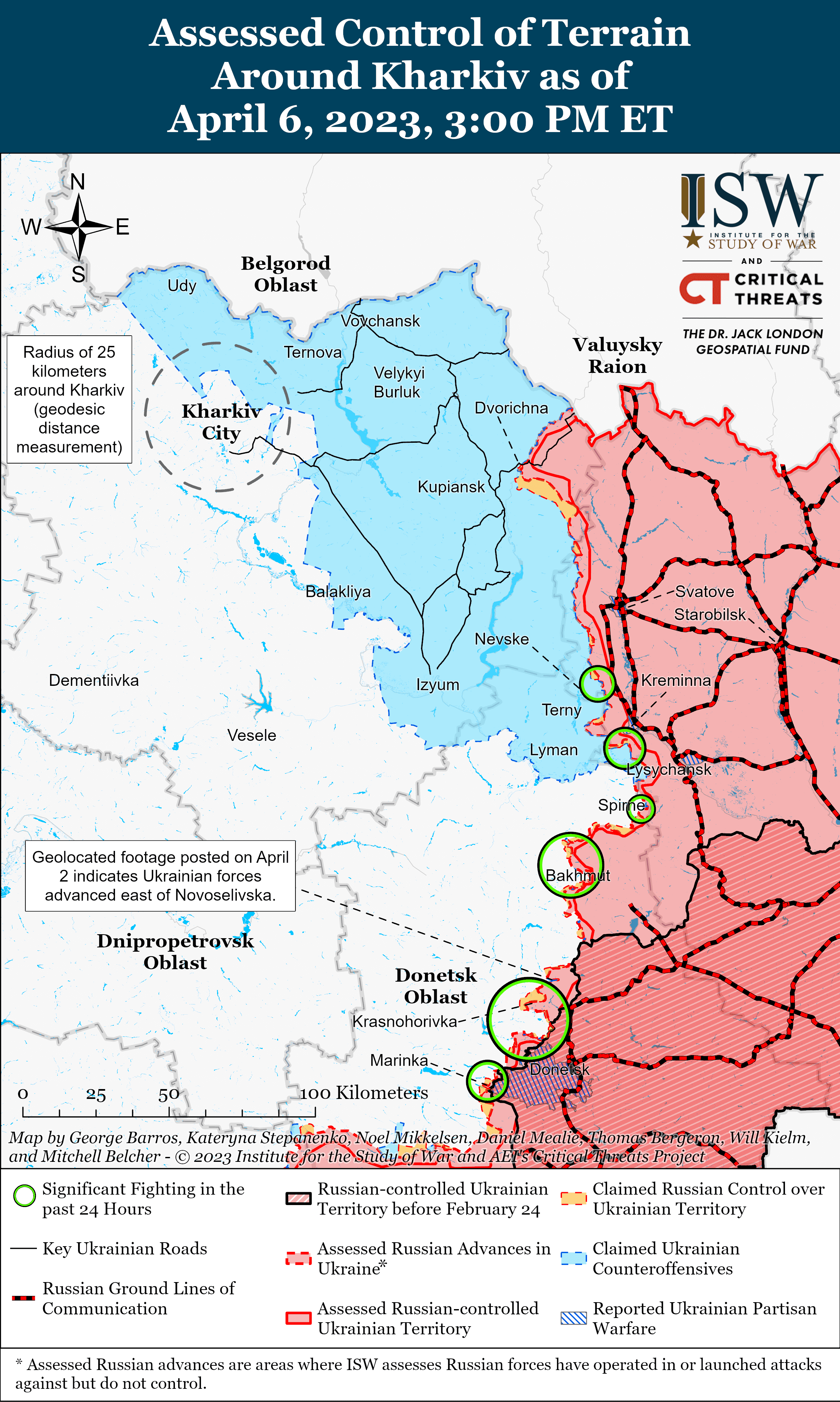 Мапа бойових дій в Україні 7 квітня. || Фото: ISW