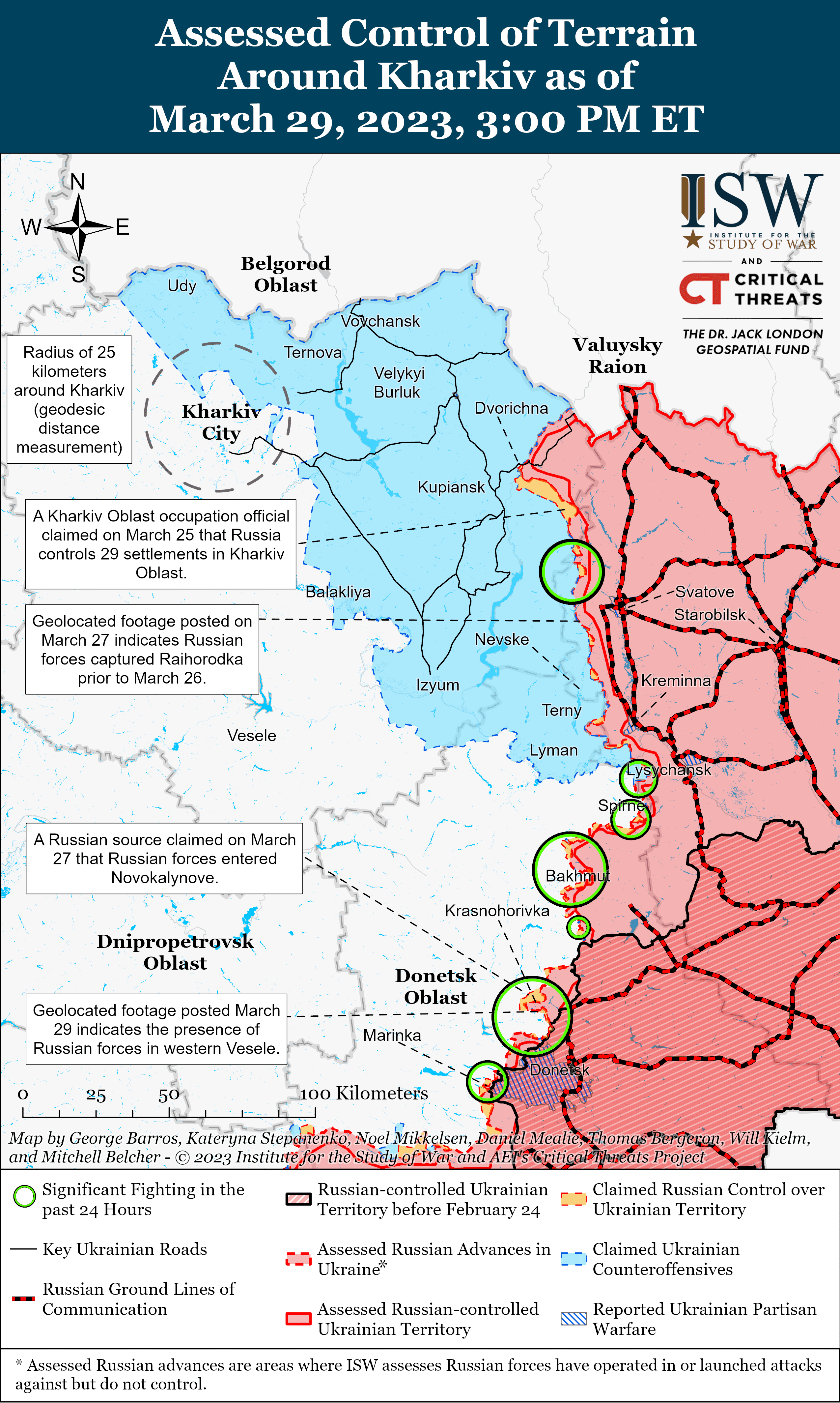 Карта боевых действий в Украине 30 марта. || Фото: ISW