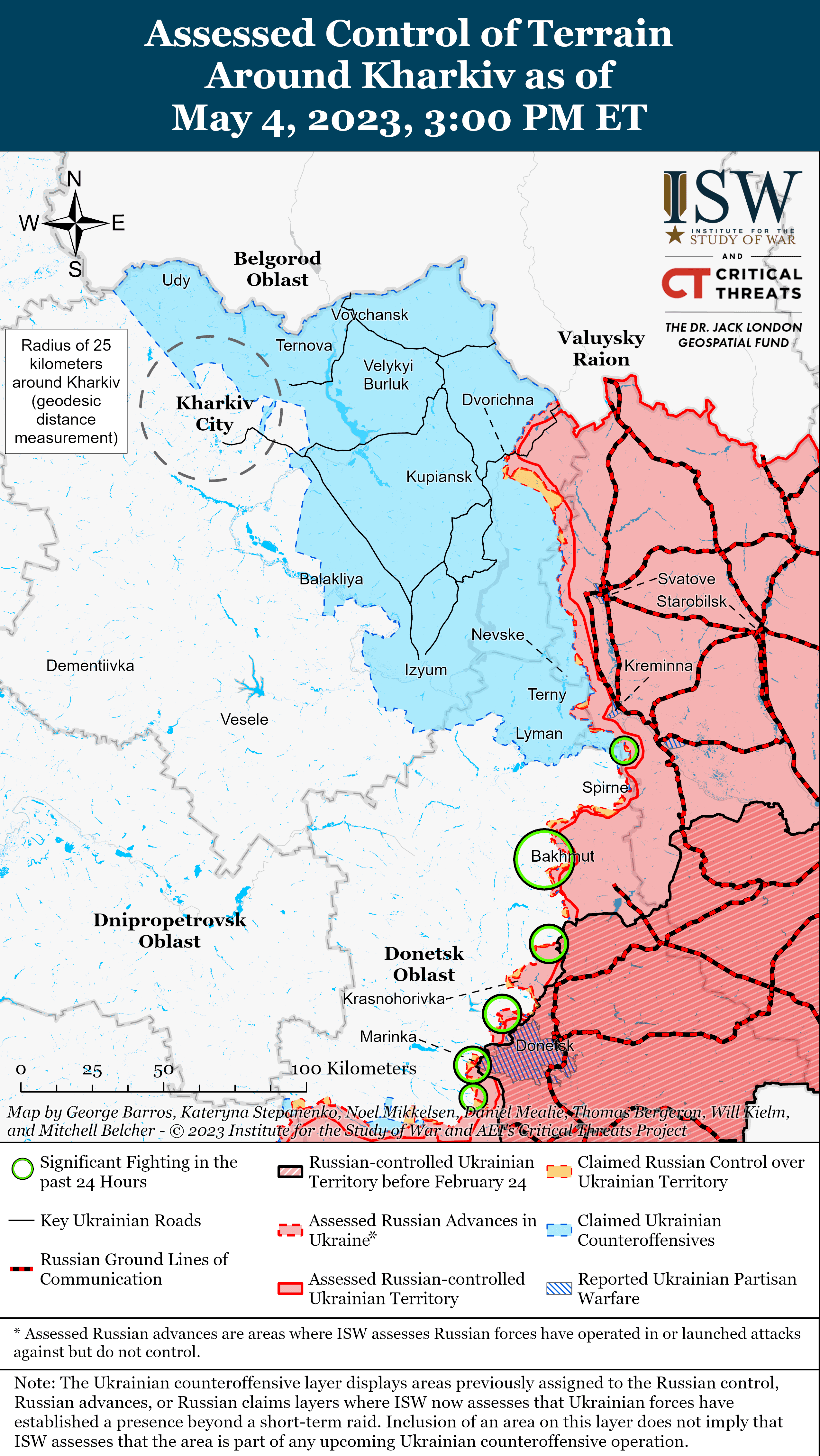 Мапа бойових дій в Україні 5 травня. || Фото: ISW