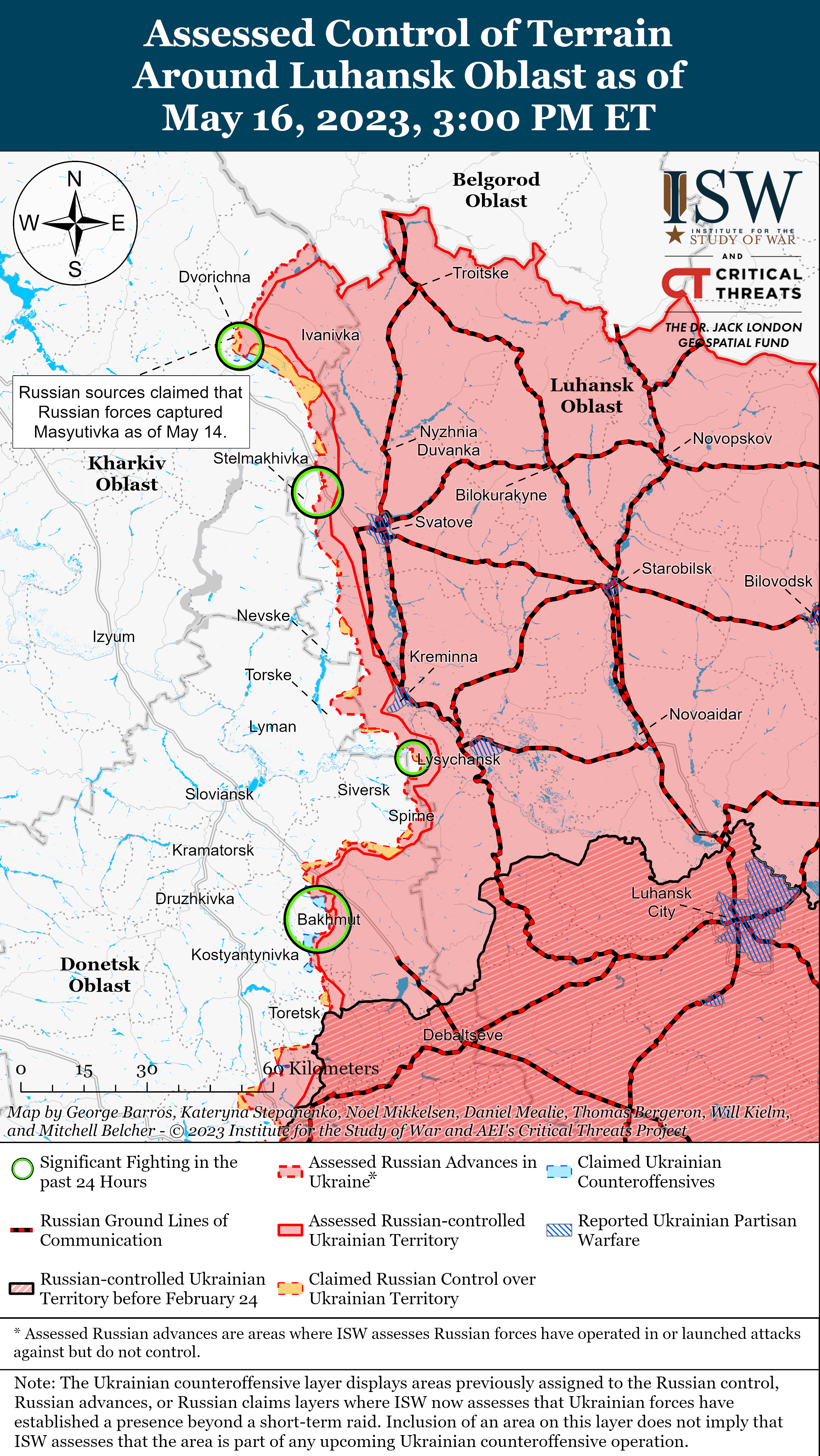 Карта боевых действий в Украине 17 мая. || Фото: ISW