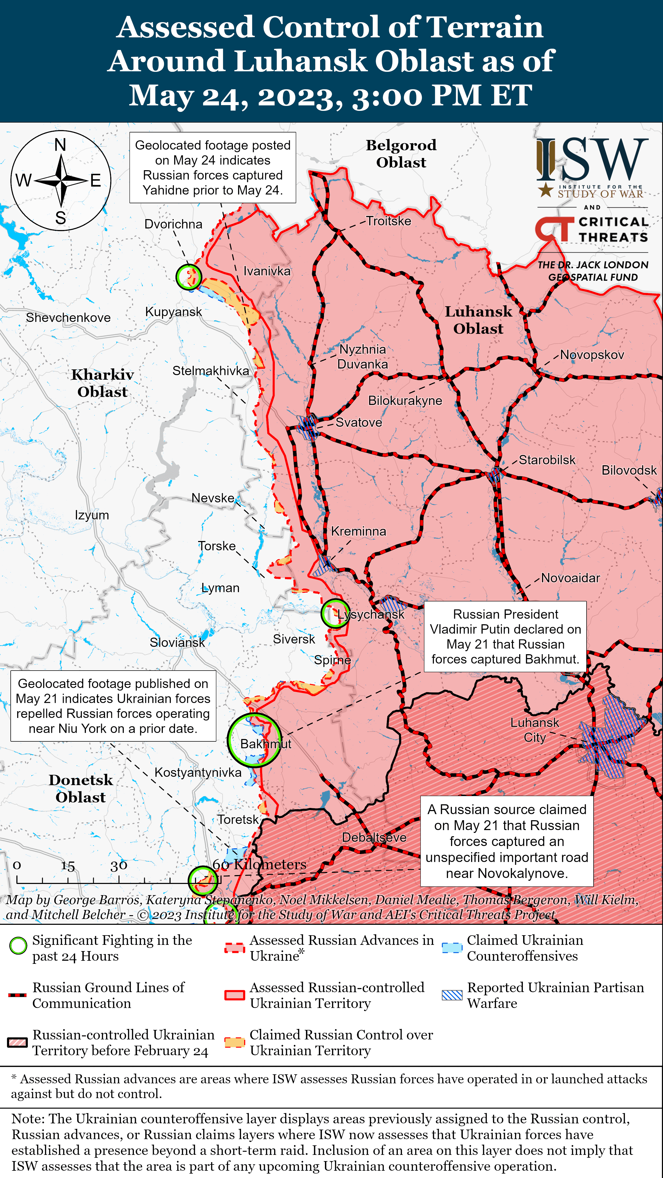 Карта боевых действий в Украине 25 мая. || Фото: ISW