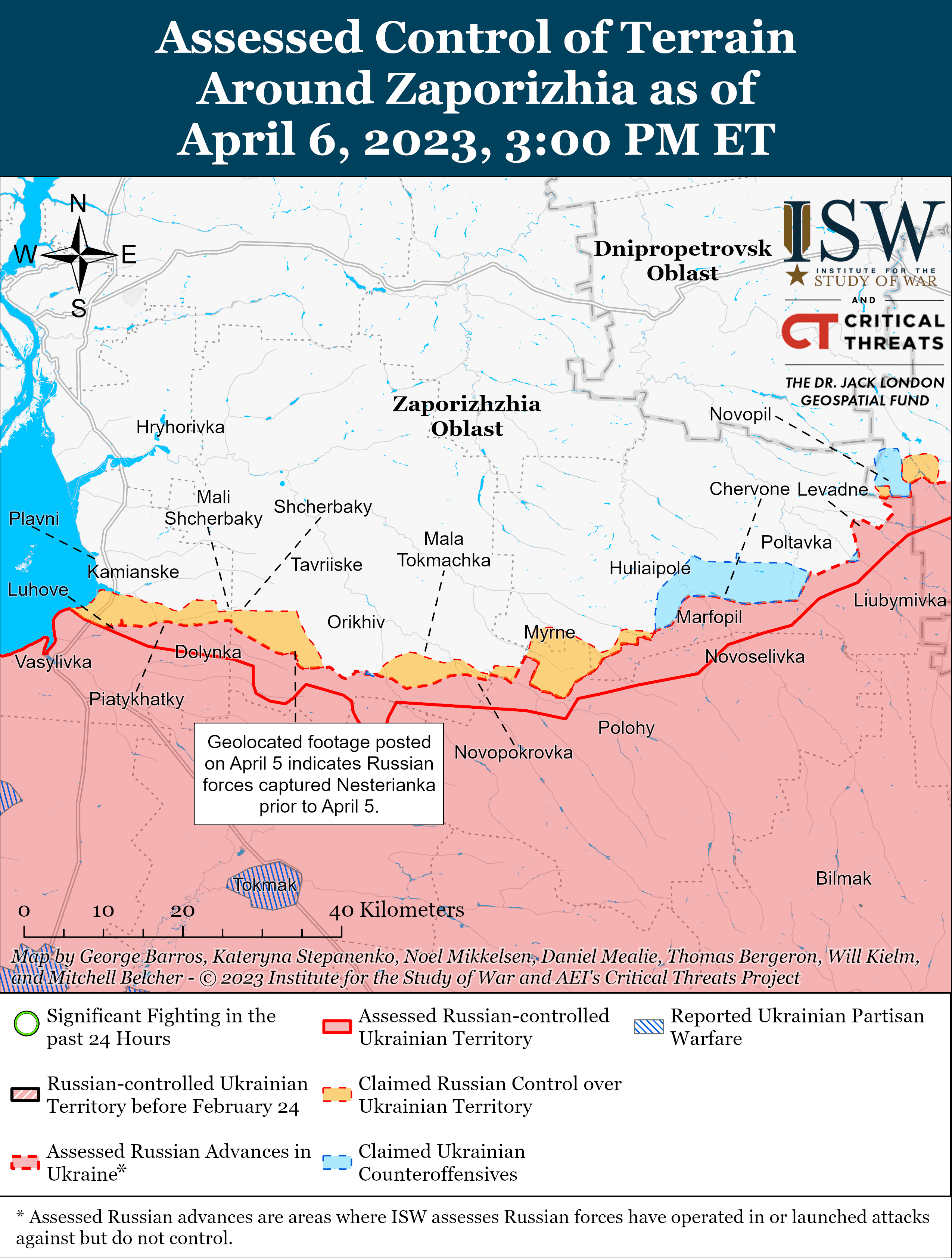 Мапа бойових дій в Україні 7 квітня. || Фото: ISW
