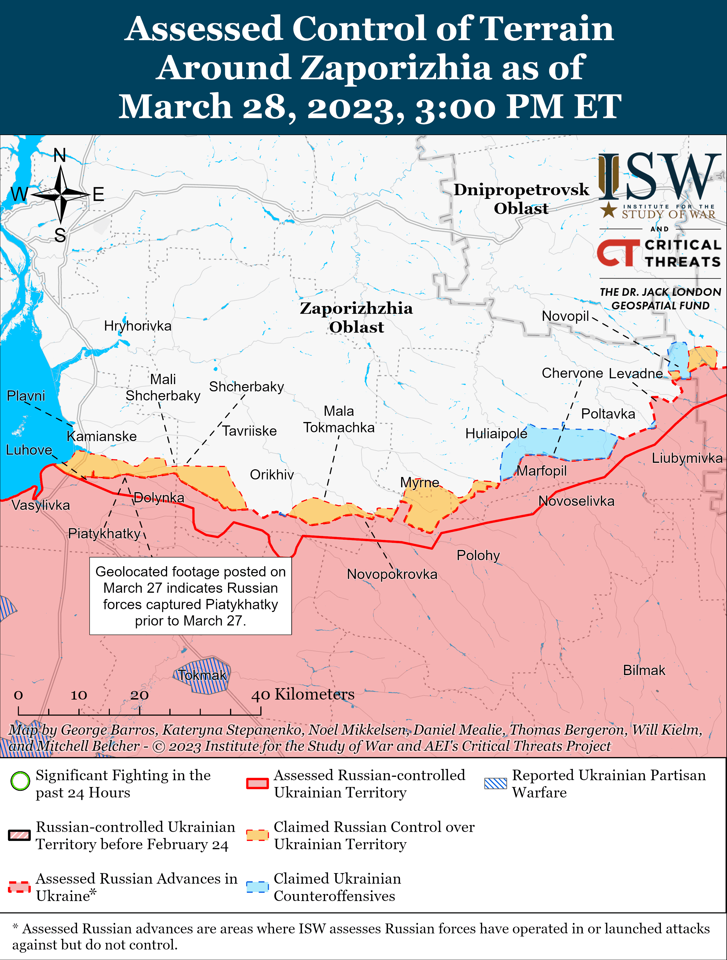Мапа бойових дій в Україні 29 березня. || Фото: ISW