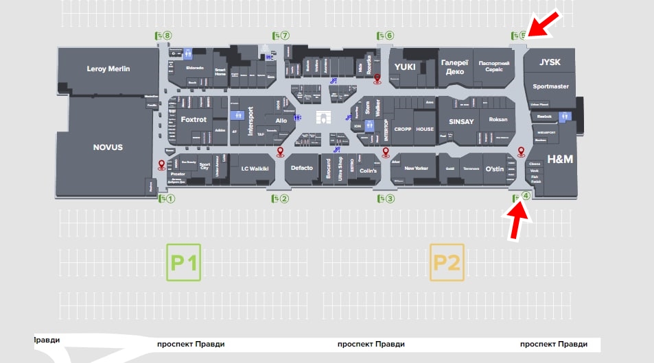 Какие входы в ТРЦ Retroville открыты.