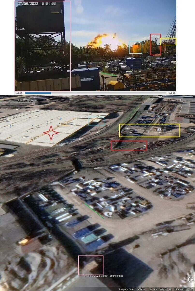 Звідки приблизно велася зйомка моменту ракетного удару.