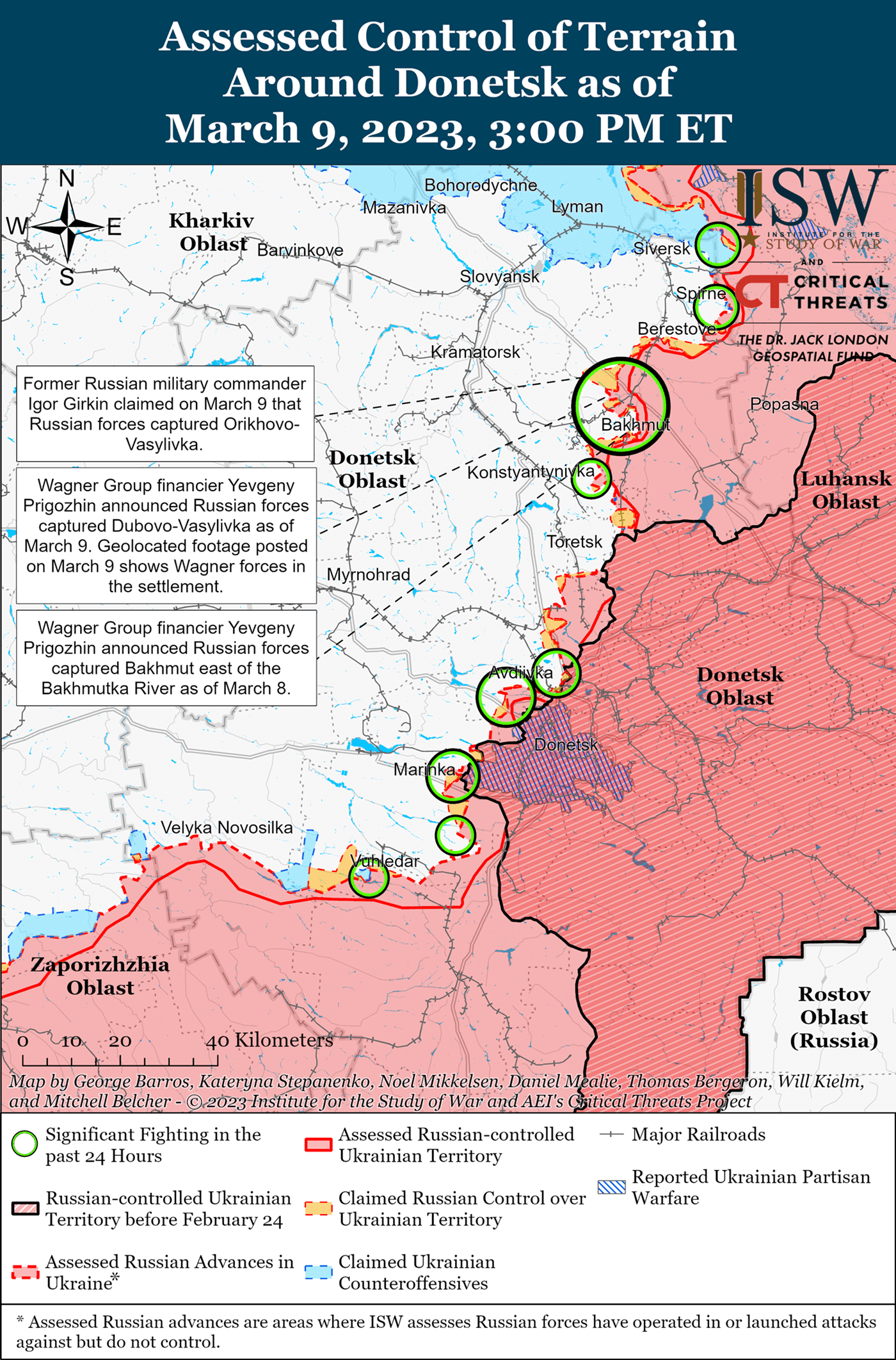 Карта боевых действий в Украине 10 марта. || Фото: ISW