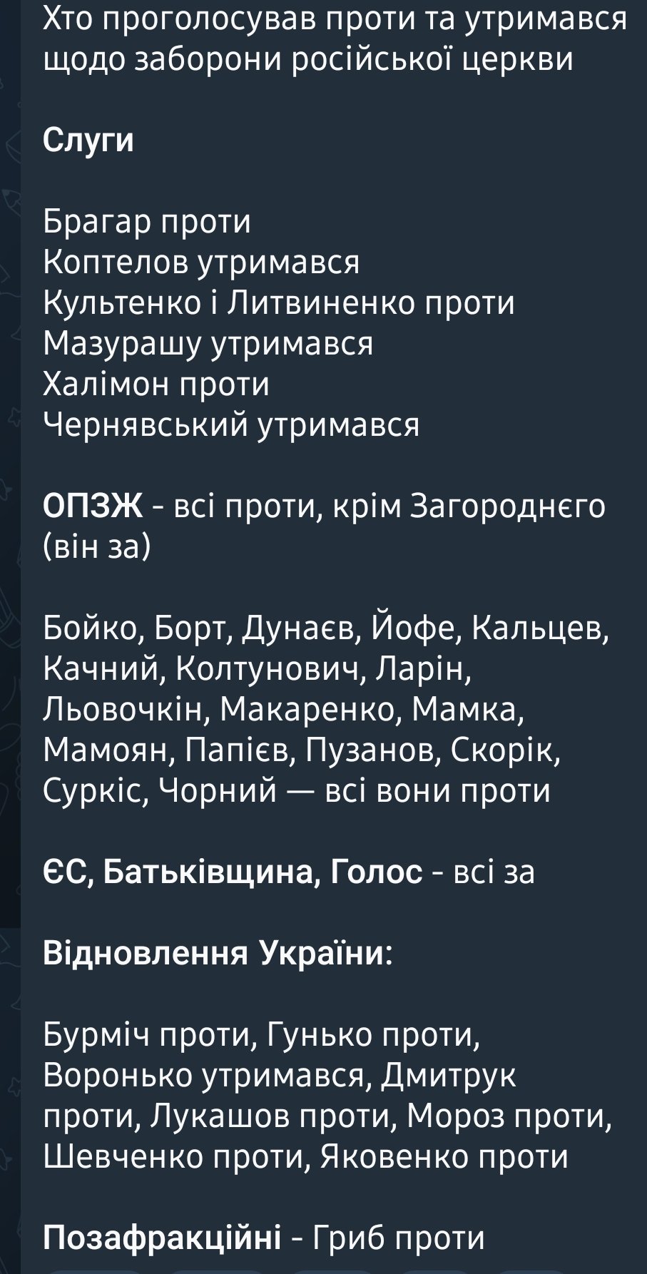 Двое запорожских нардепов не поддержали законопроект о запрете РПЦ