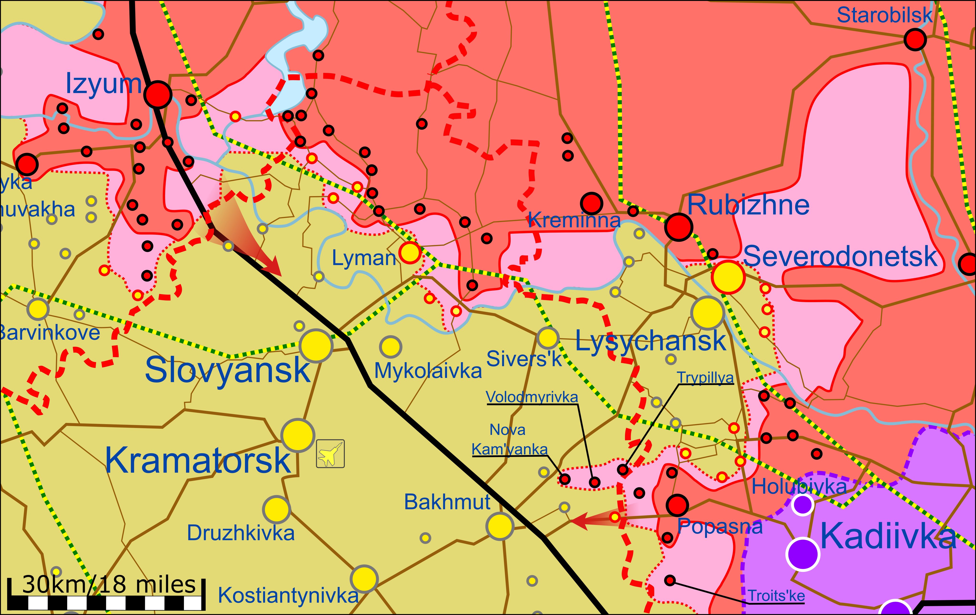 Карта бойових дій в Україні 20 травня