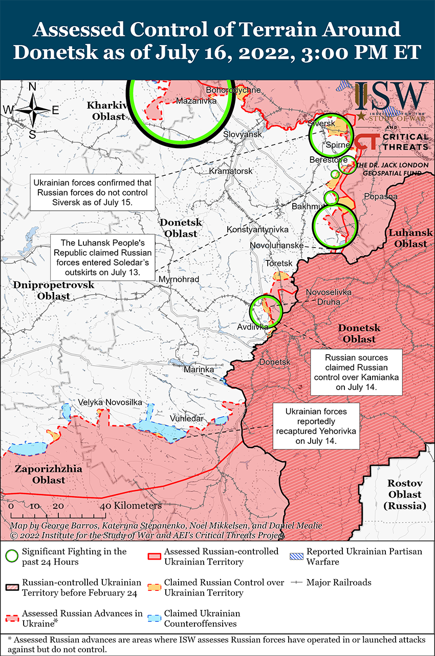Карта бойових дій в Україні 17 липня