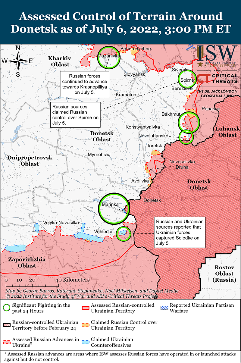 Карта бойових дій в Україні 7 липня