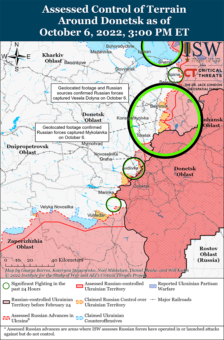 Карта боевых действий на Украине 7 октября