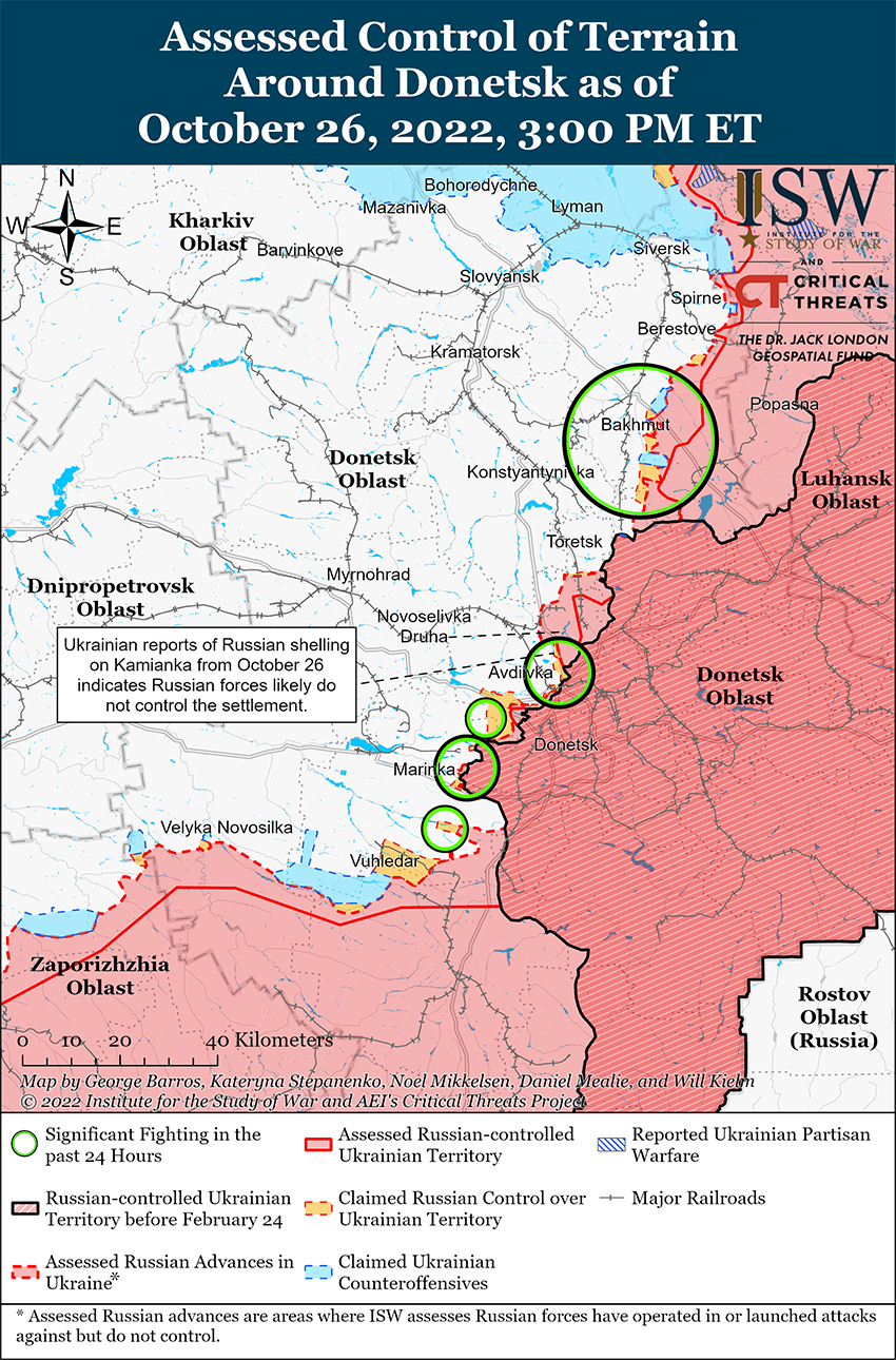 Карта бойових дій в Україні 27 жовтня