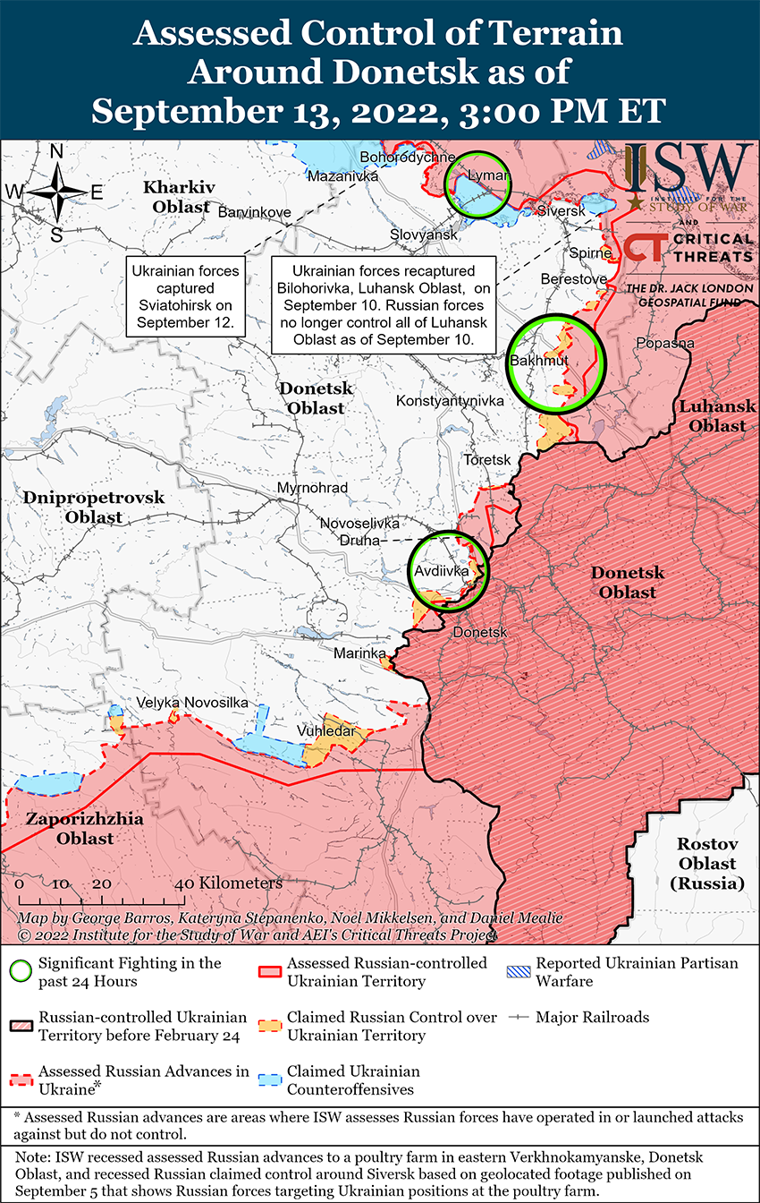 Карта боевых действий на Украине 14 сентября