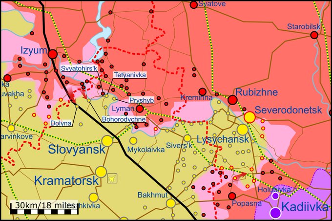 Мапа бойових дій в Україні 10 червня