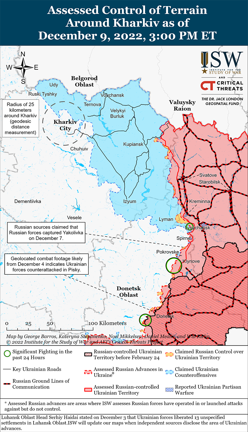 Карта боевых действий в Украине 10 декабря