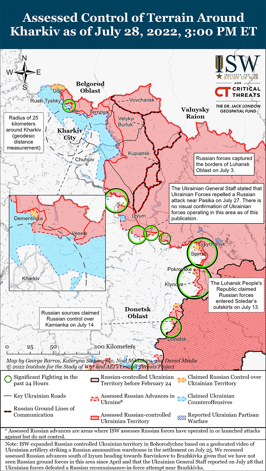 Карта бойових дій в Україні 29 липня