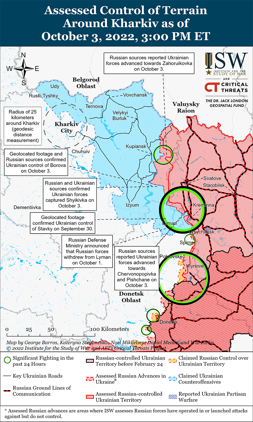 Карта бойових дій в Україні 4 жовтня