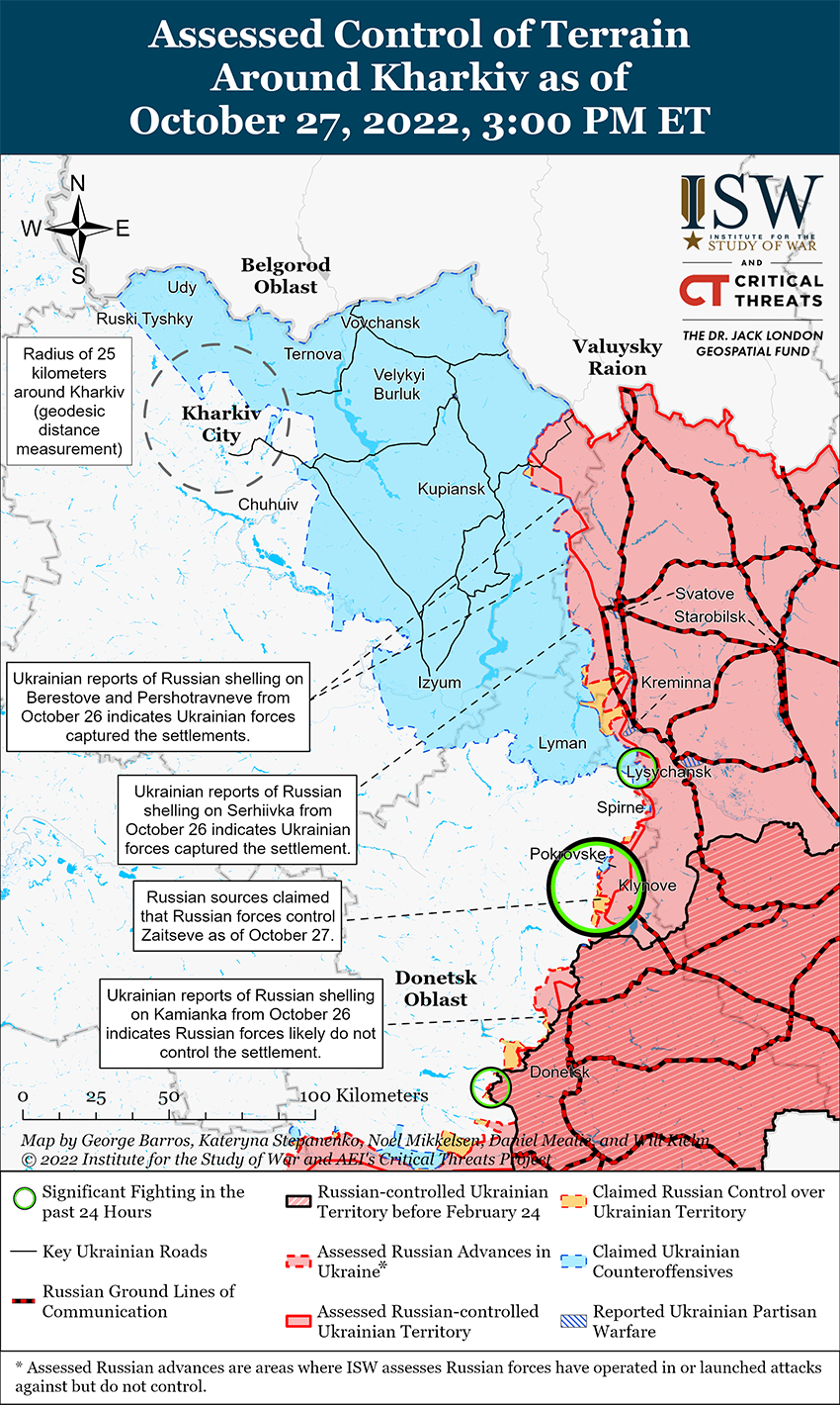 Карта бойових дій в Україні 28 жовтня