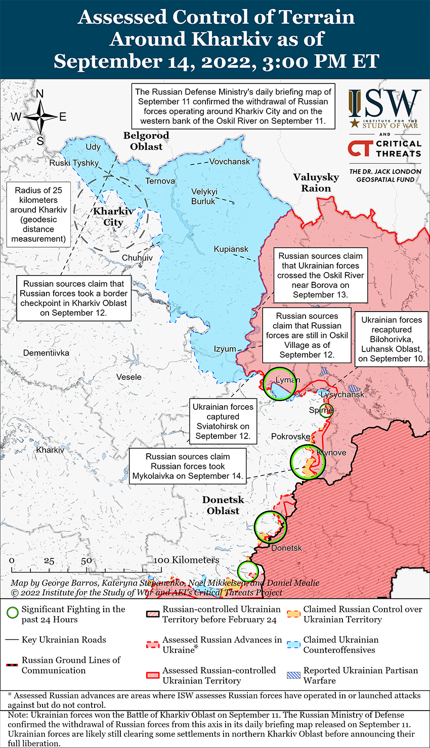 Карта бойових дій в Україні 15 вересня