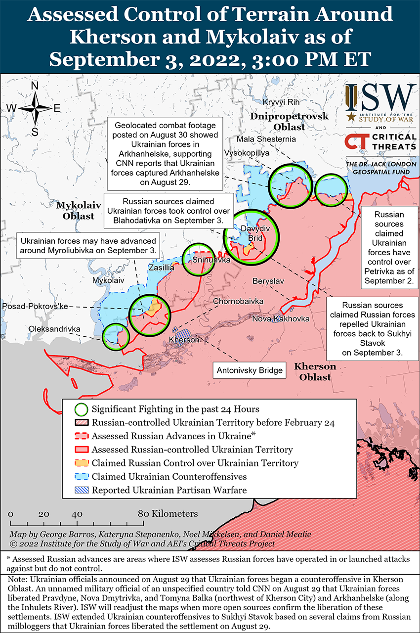 Карта бойових дій в Україні 4 вересня.