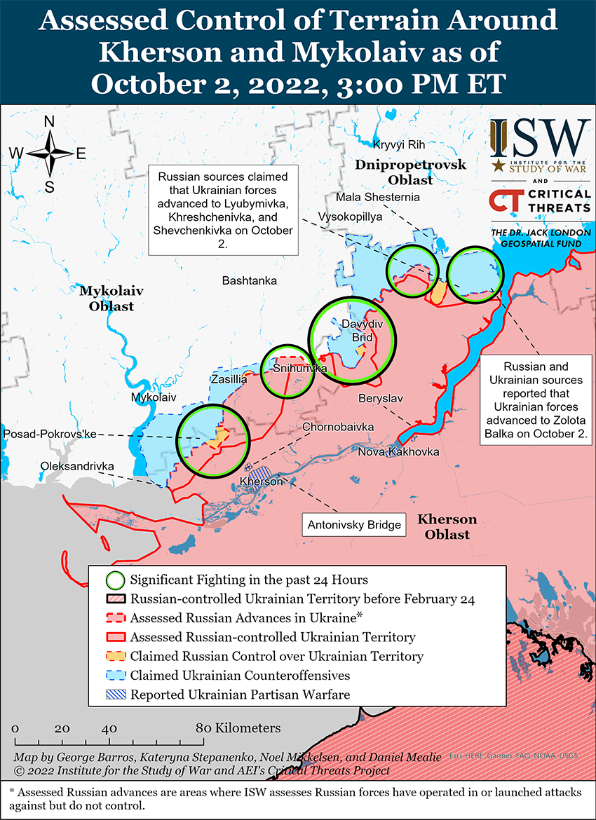 Карта бойових дій в Україні 3 жовтня