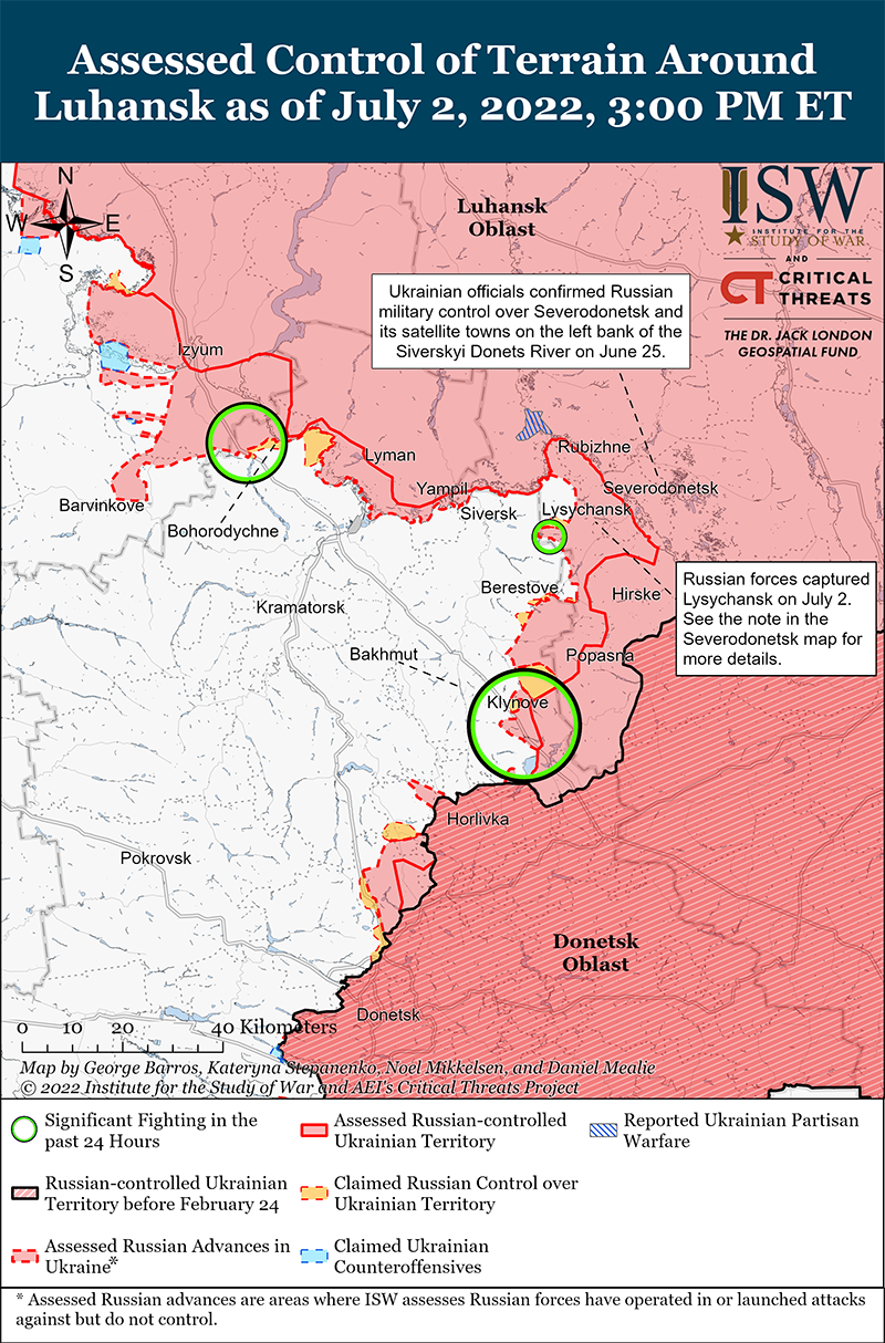 Карта бойових дій в Україні 3 липня