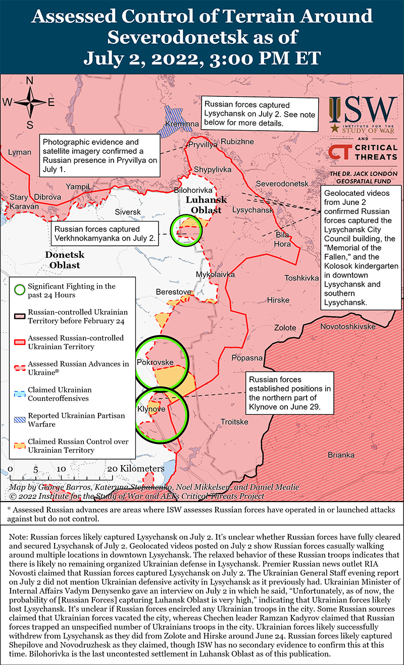 Карта бойових дій в Україні 3 липня