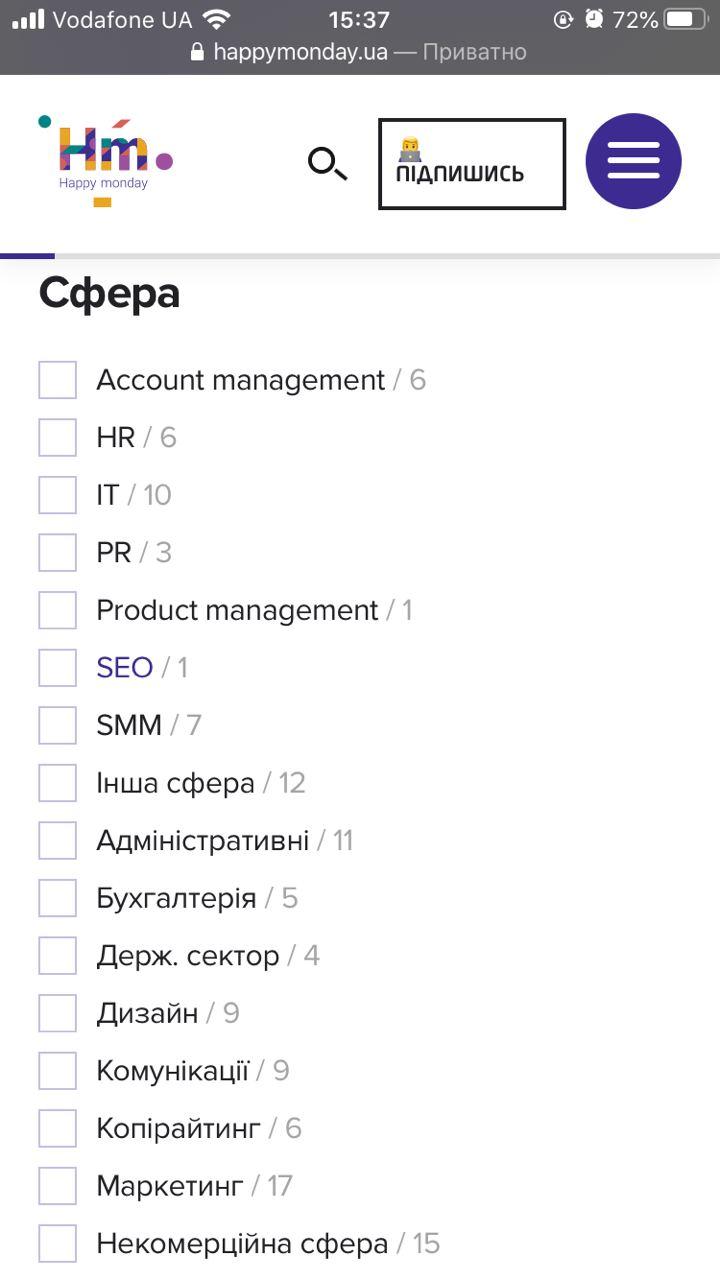 Вот из такого перечня направлений можно выбирать. Источник фото: Vgorode