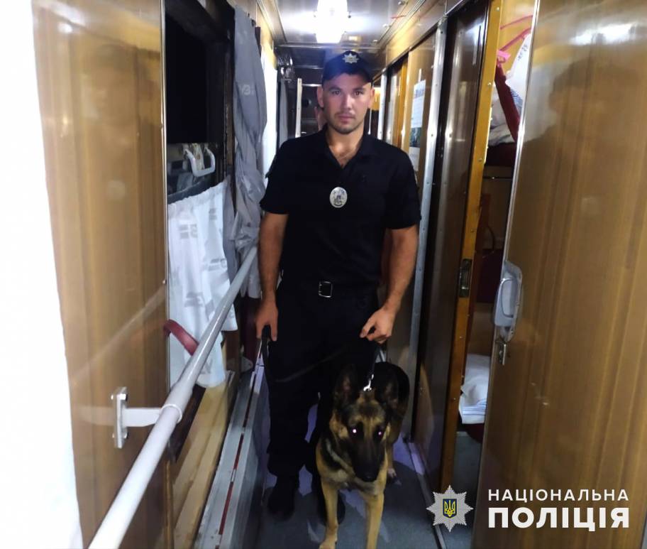 Обыск поезда. Фото: Национальная полиция