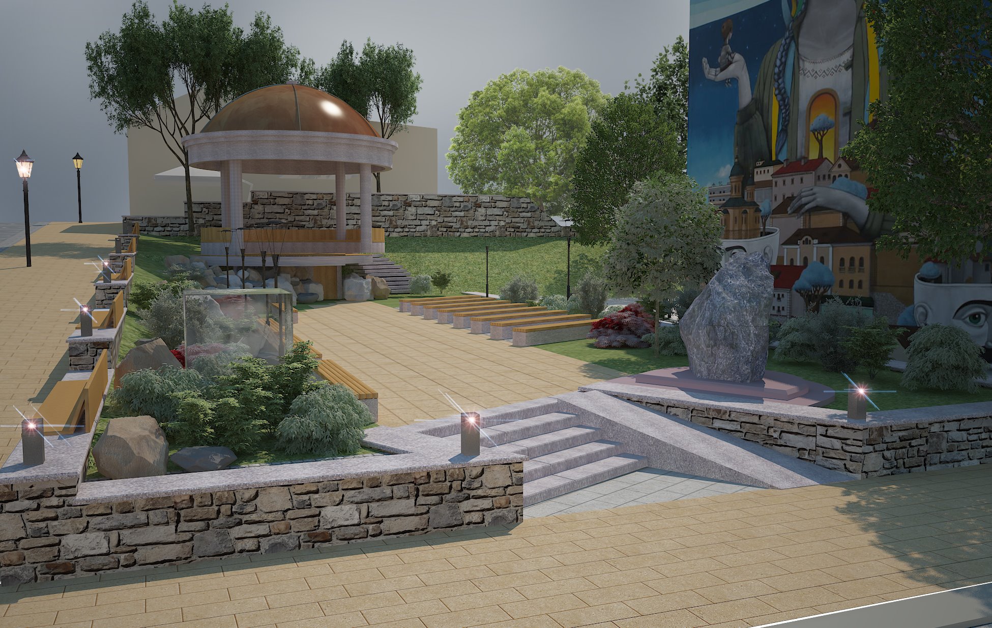 Визуализация проекта сквера: КГГА.